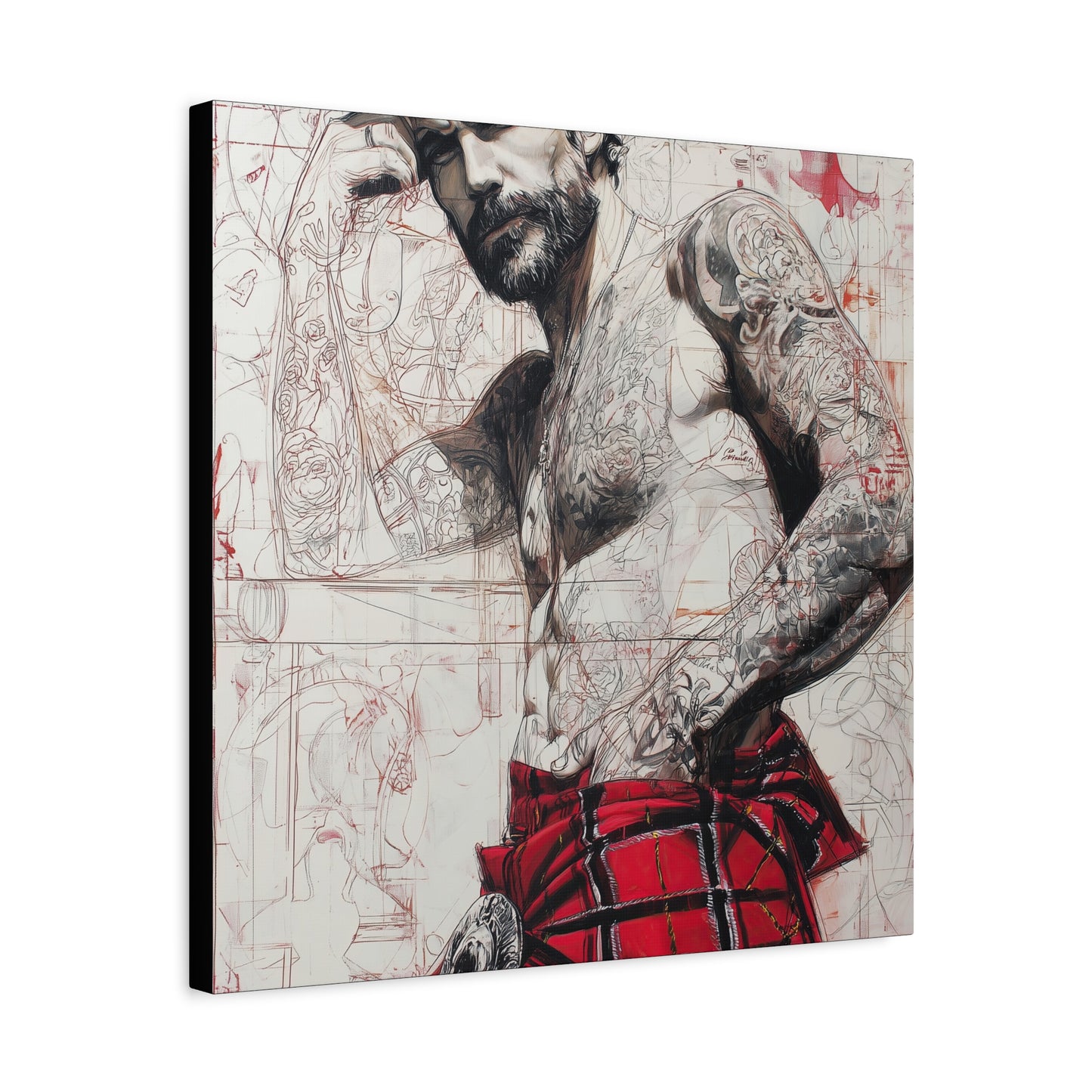 Gallery Wrapped Canvas, Kilts and Carnage Art Canvas, Erotic Pinup Art Canvas – Cormac