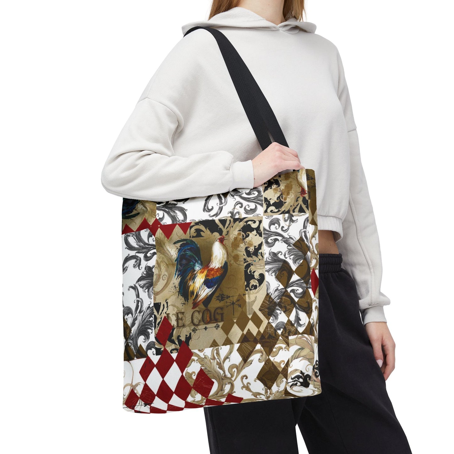 Parisian Rooster Tote Bag, Utility Tote - French Provincial Cock Tote - Fashion Tote - Le Cog - Le Coq