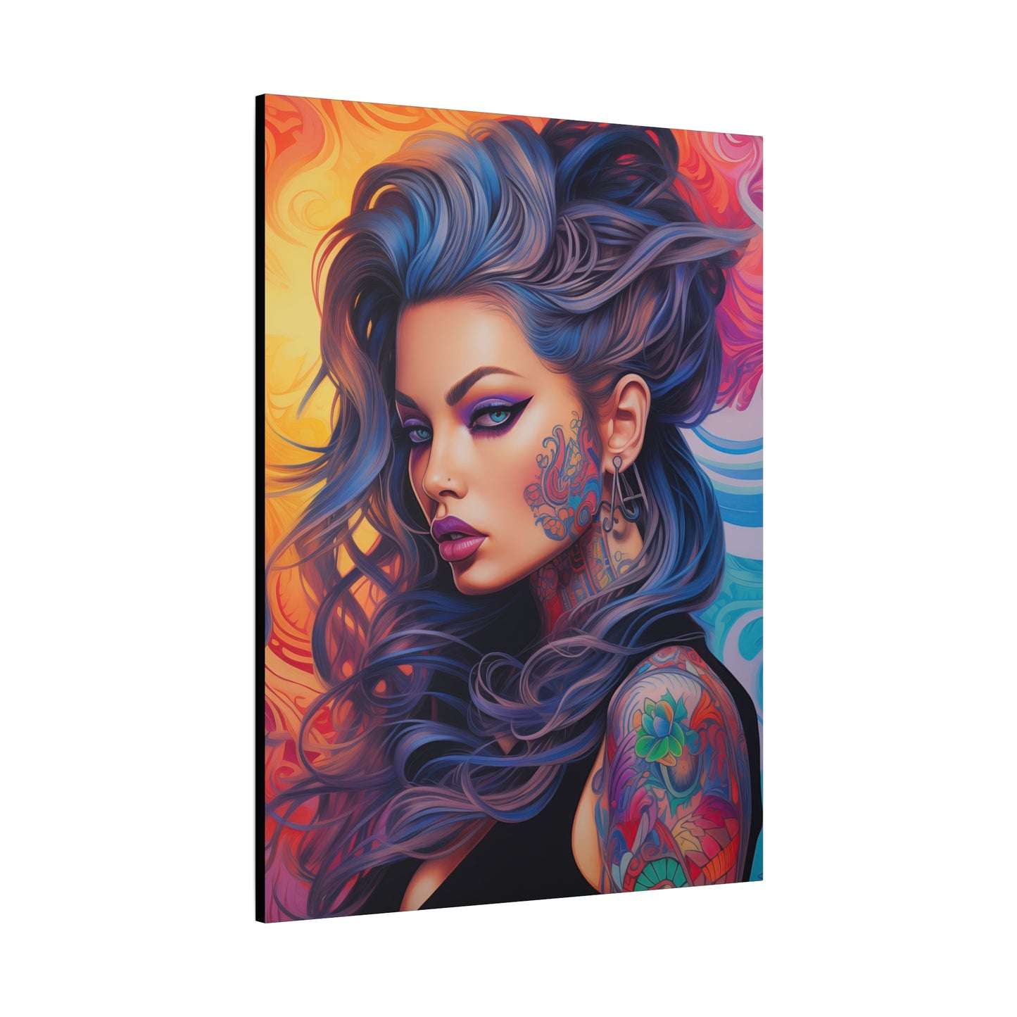 Gallery Wrapped Canvas, Edgy Tattooed Beauty, Urban Pop Art Canvas – Faye