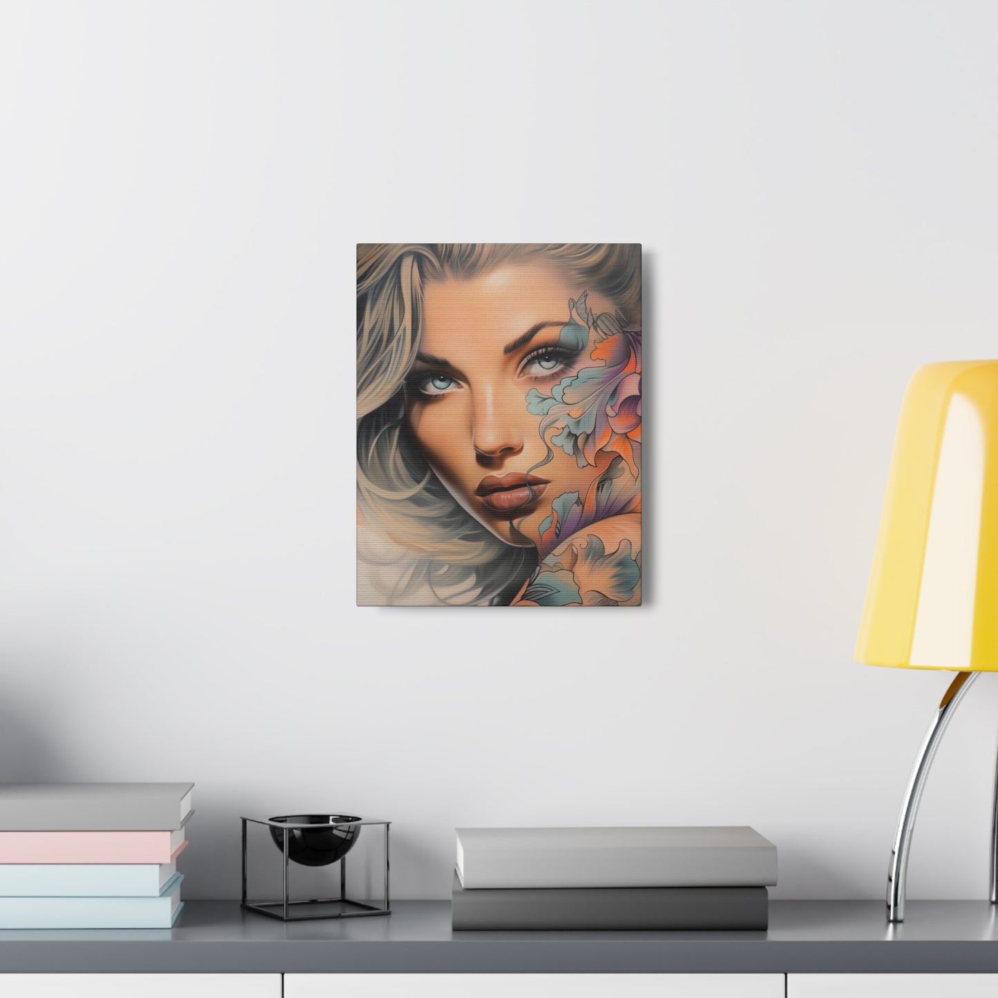 Gallery Wrapped Canvas, Edgy Tattooed Beauty, Urban Pop Art Canvas – Bella