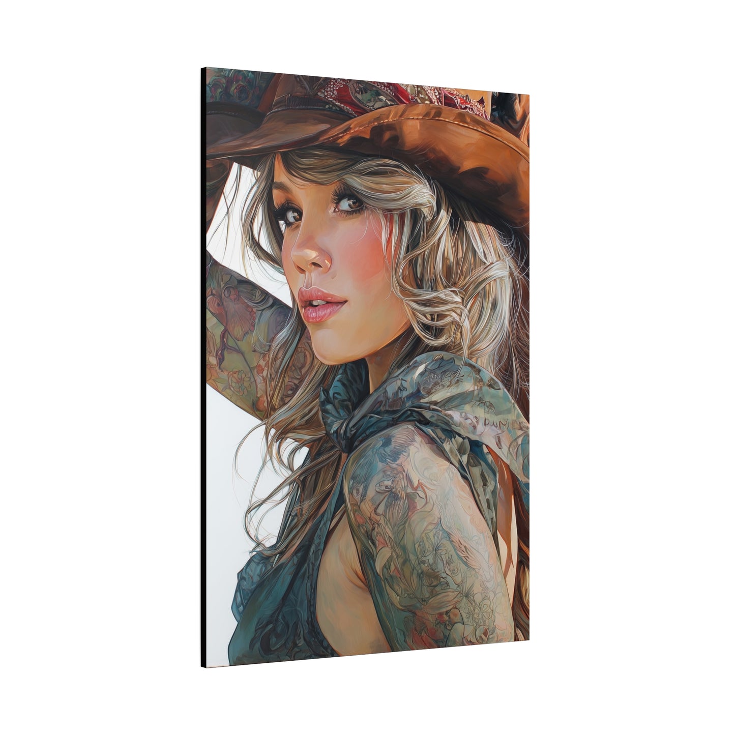 Gallery Wrapped Canvas, Wranglers and Wreckage Art Canvas, Erotic Pinup Art Canvas – Millie