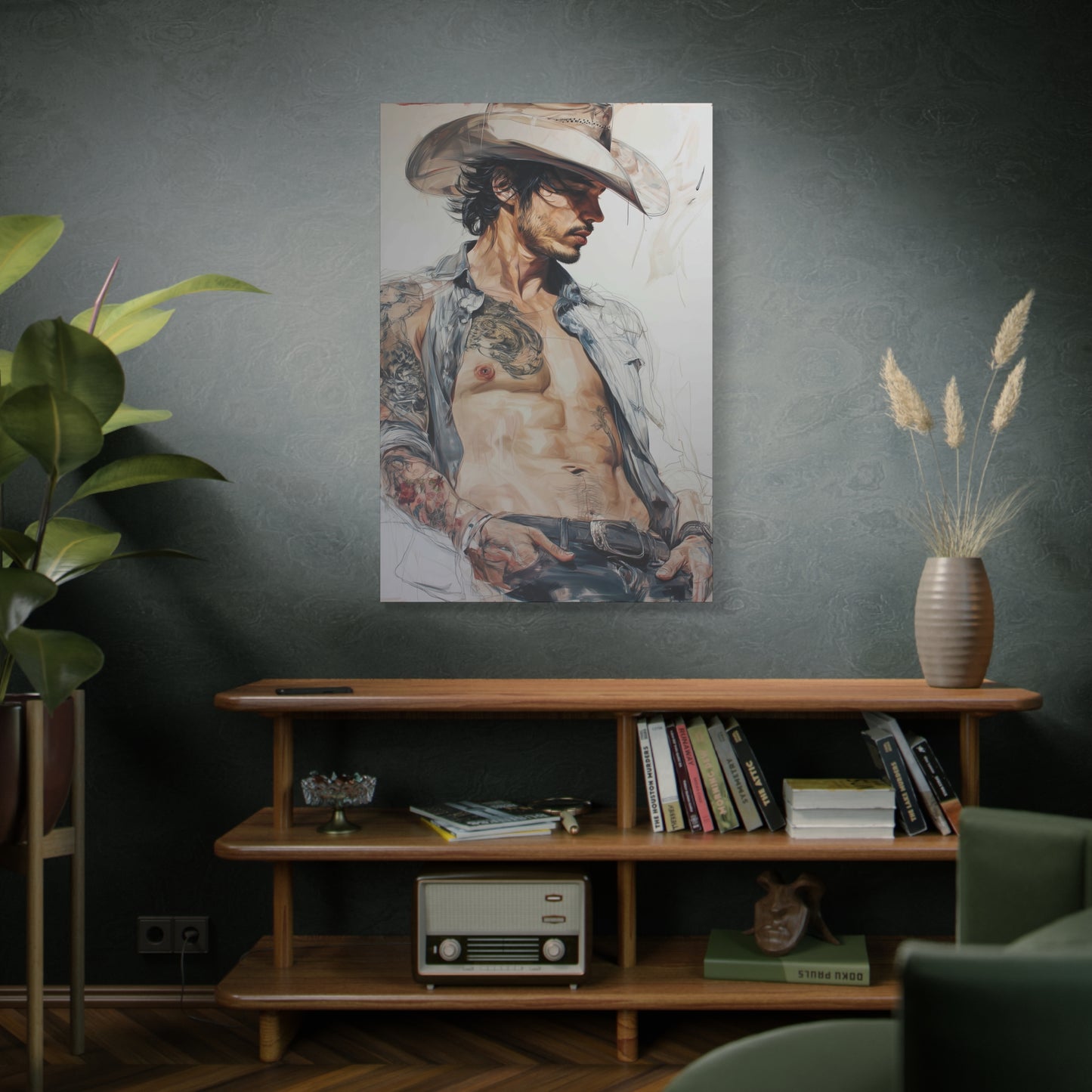 Gallery Wrapped Canvas, Wranglers and Wreckage Art Canvas, Erotic Pinup Art Canvas – Sawyer