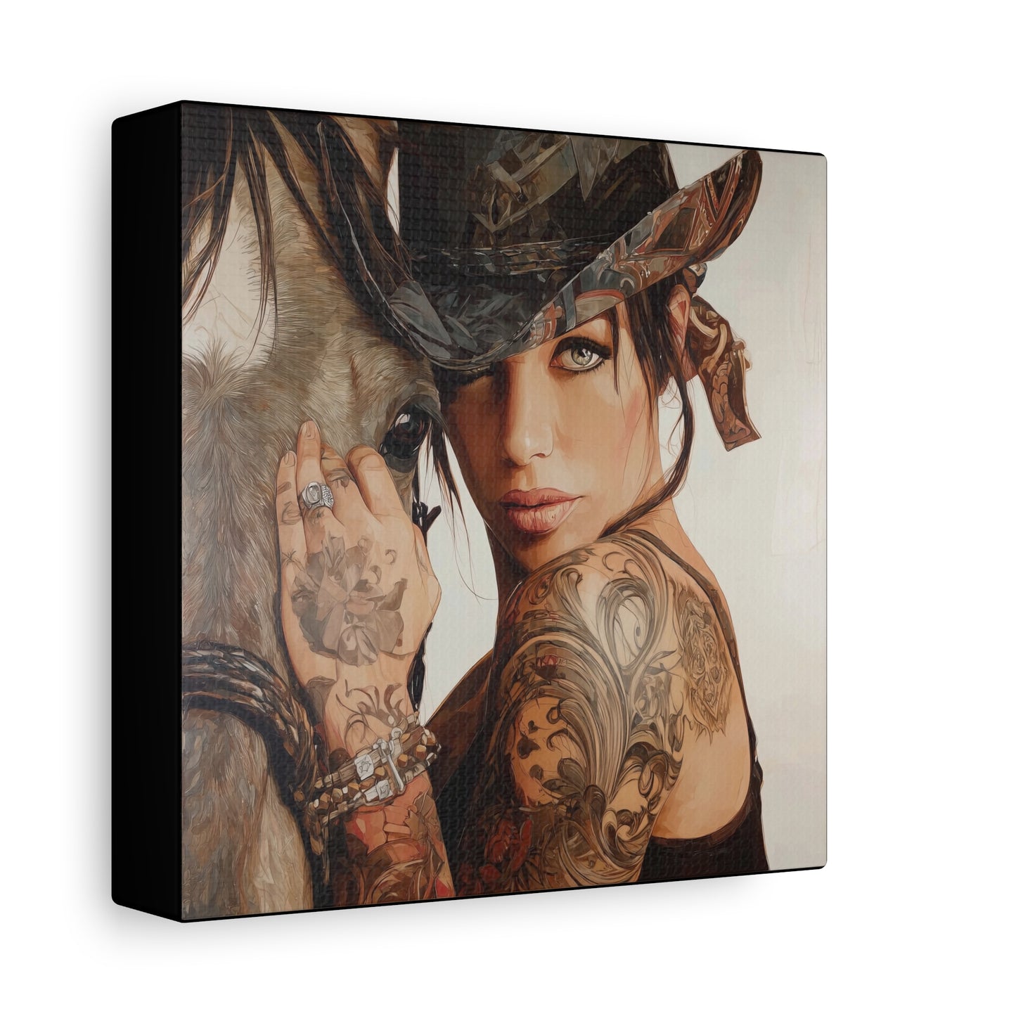 Gallery Wrapped Canvas, Wranglers and Wreckage Art Canvas, Erotic Pinup Art Canvas – Georgia