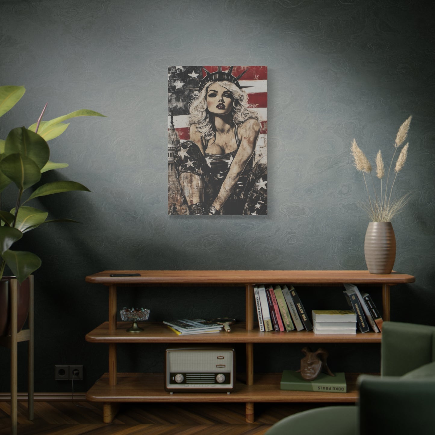 Gallery Wrapped Canvas, American Nonsense Art Canvas, Political Pinup Art Canvas – Kimberly