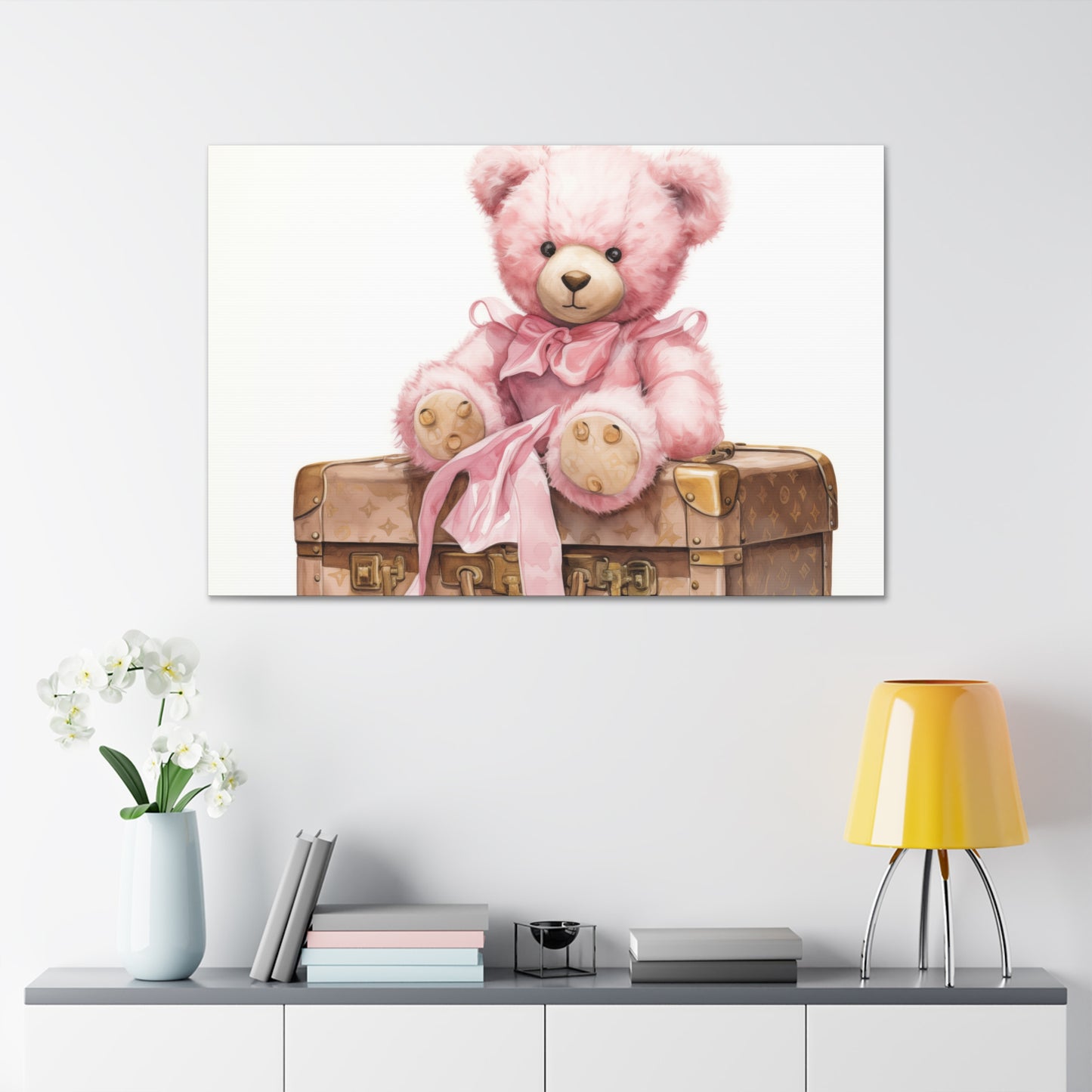 Canvas Gallery Wrap - LV Bear Wall Art - Gold Buttons