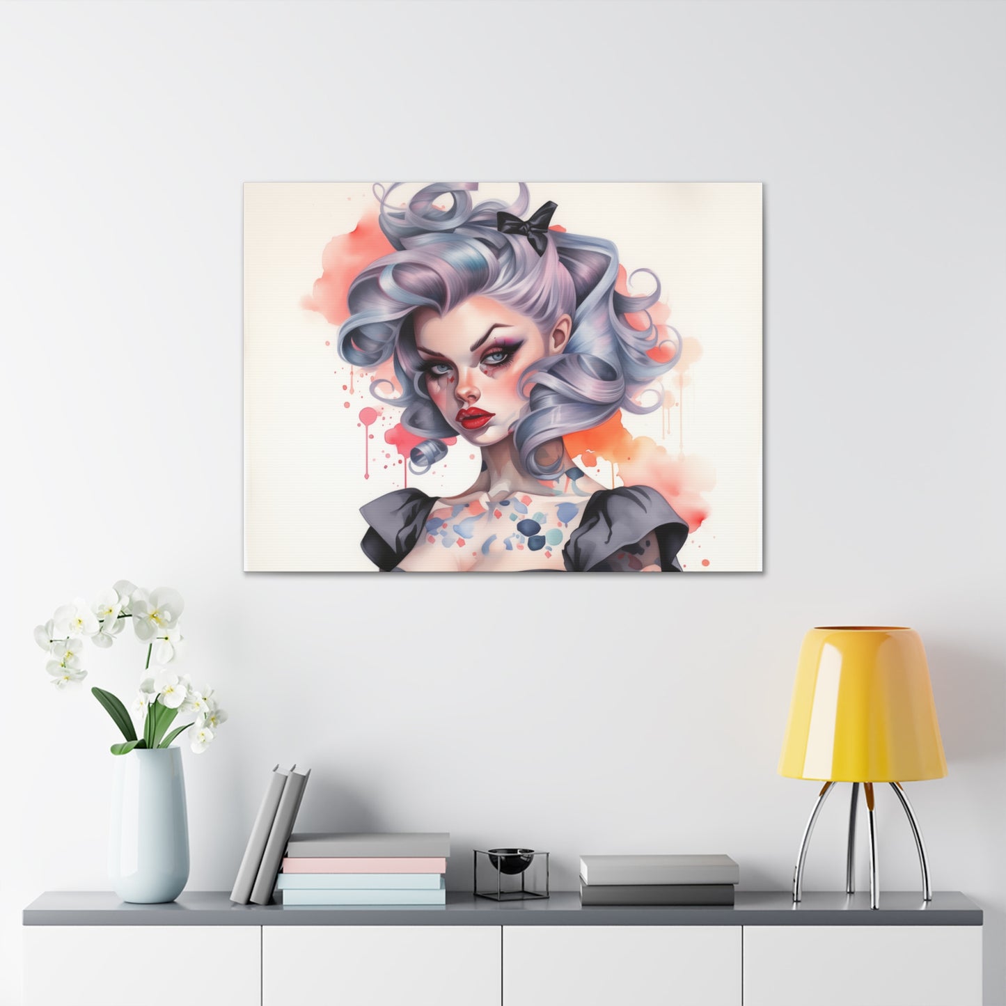 Gallery Wrapped Canvas, Edgy Tattooed Beauty, Urban Pop Art Canvas – Noelle