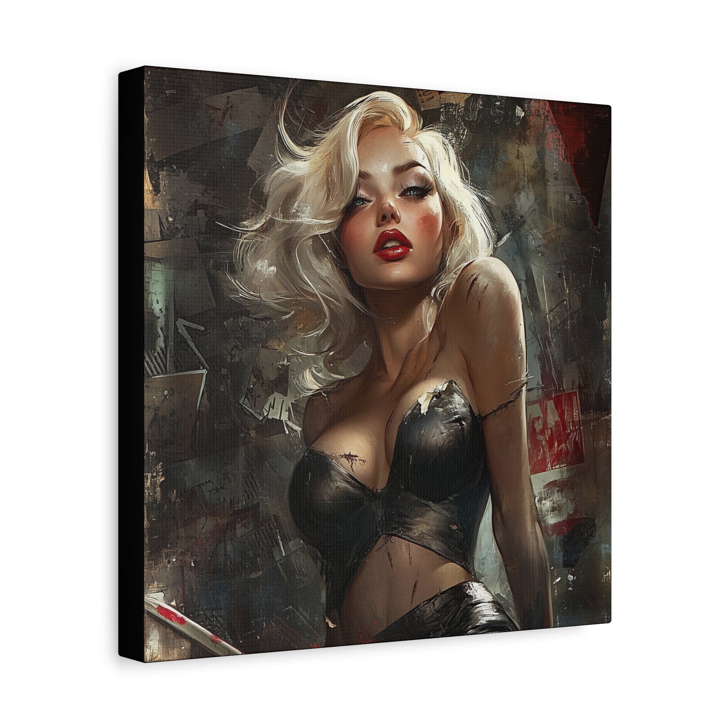 Gallery Wrapped Canvas, Guilt and Grit Adult Art Canvas, Erotic Pinup Art Canvas – Noelle