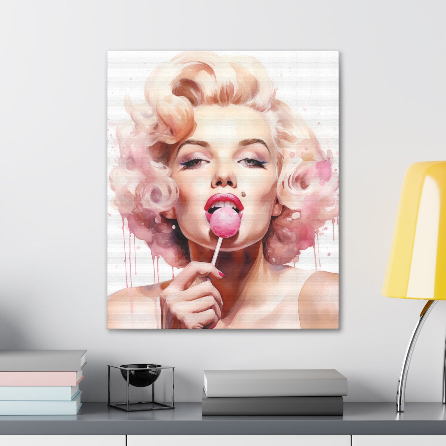 Canvas Wall Art, Gallery Wrapped Pop Art, Celebrity Wall Art – Marilyn Monroe - Lollipop