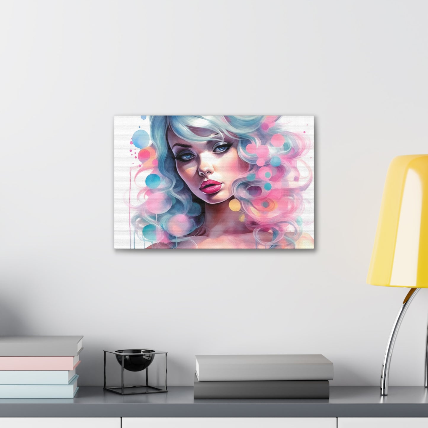 Canvas Gallery Wrapped High-Fashion Wall Art, Stylish Decor, Retro Femme Doll Pop Art – Sylvie