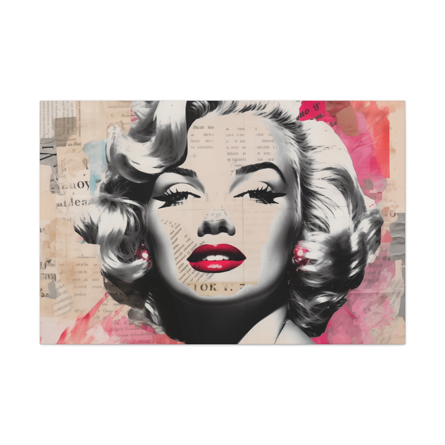 Canvas Wall Art, Gallery Wrapped Pop Art, Celebrity Wall Art – Marilyn Monroe - Newsprint