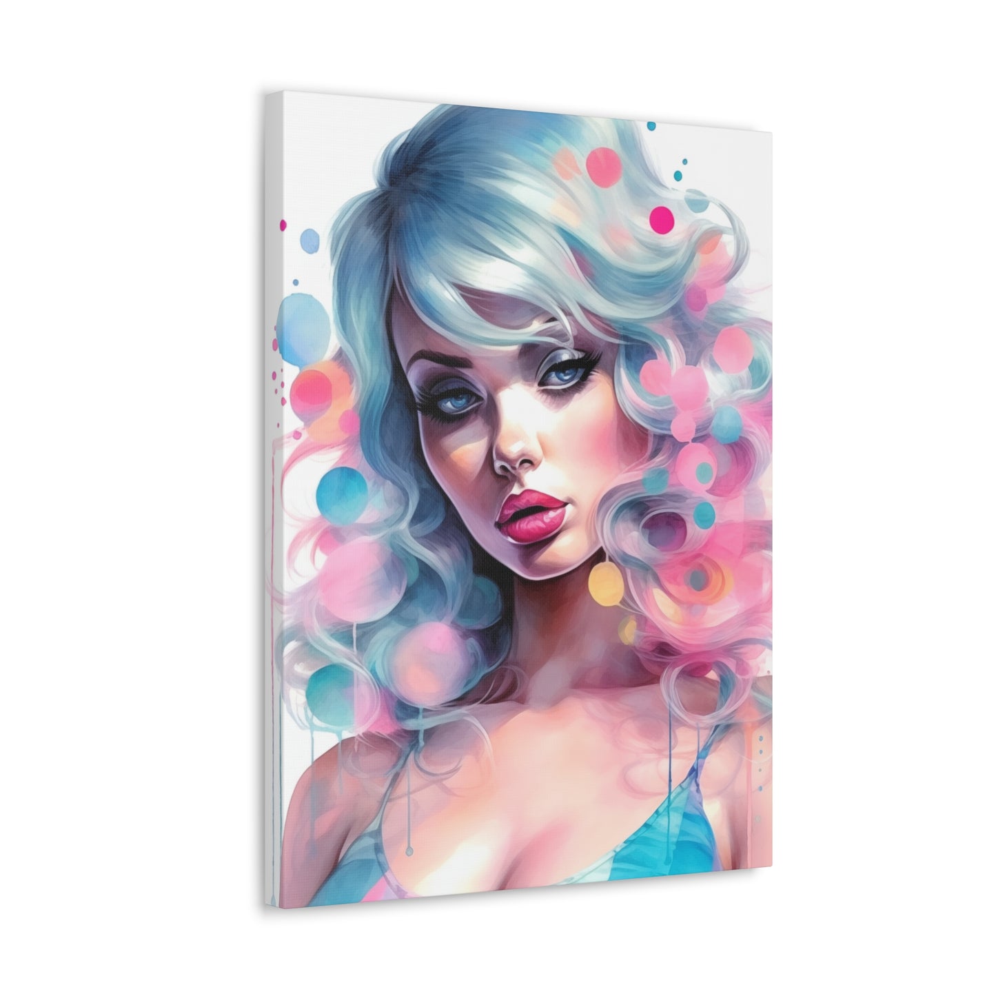 Canvas Gallery Wrapped High-Fashion Wall Art, Stylish Decor, Retro Femme Doll Pop Art – Sylvie
