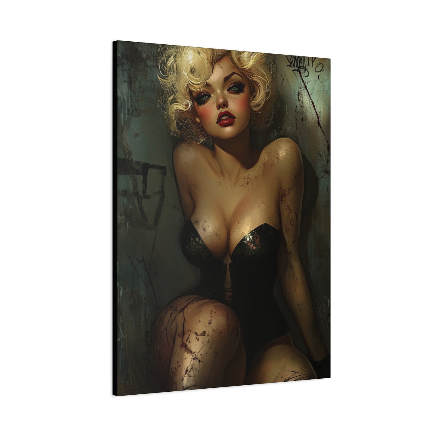 Gallery Wrapped Canvas, Guilt and Grit Adult Art Canvas, Erotic Pinup Art Canvas – Naomi