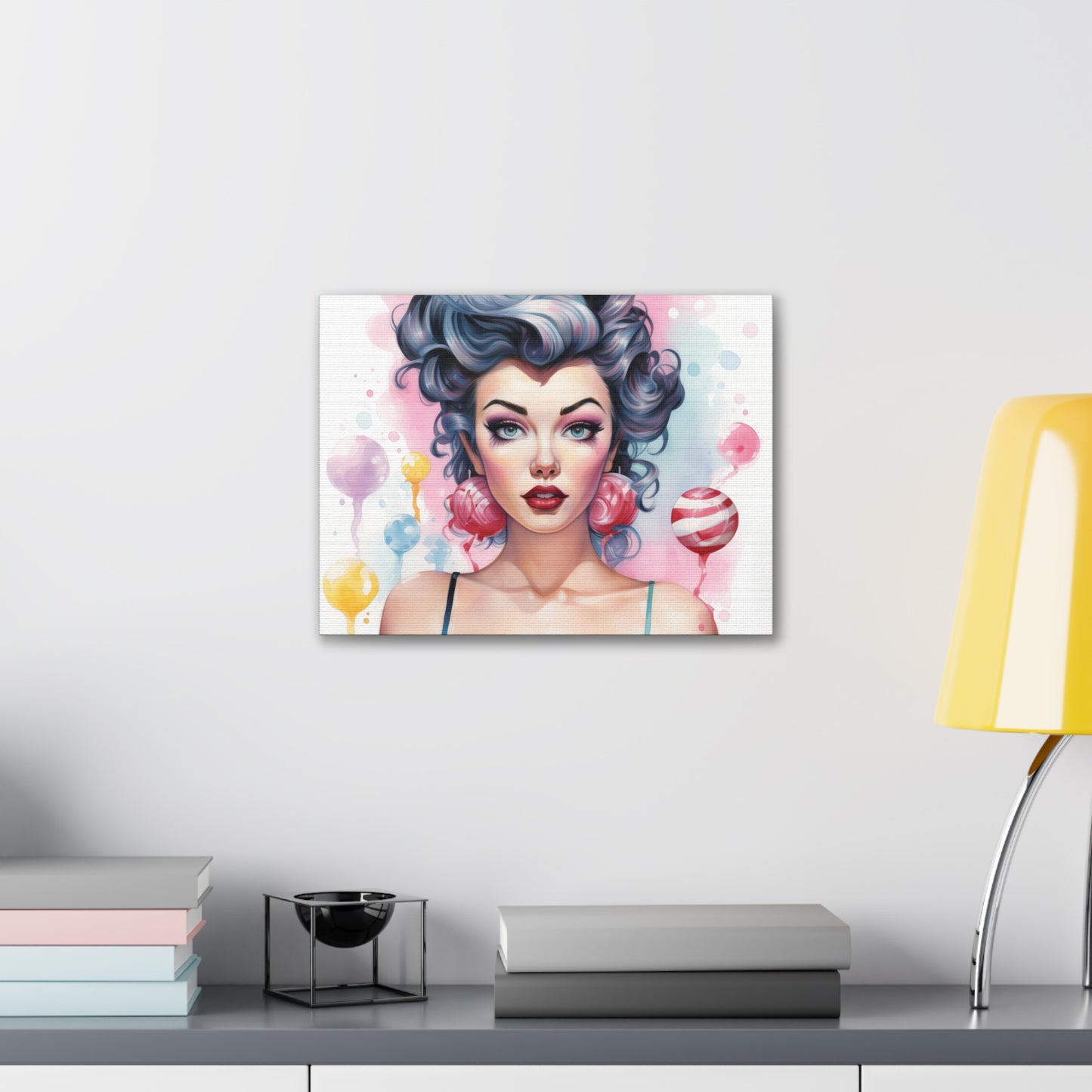 Canvas Gallery Wrapped High-Fashion Wall Art, Stylish Decor, Retro Femme Doll Pop Art – Poppy