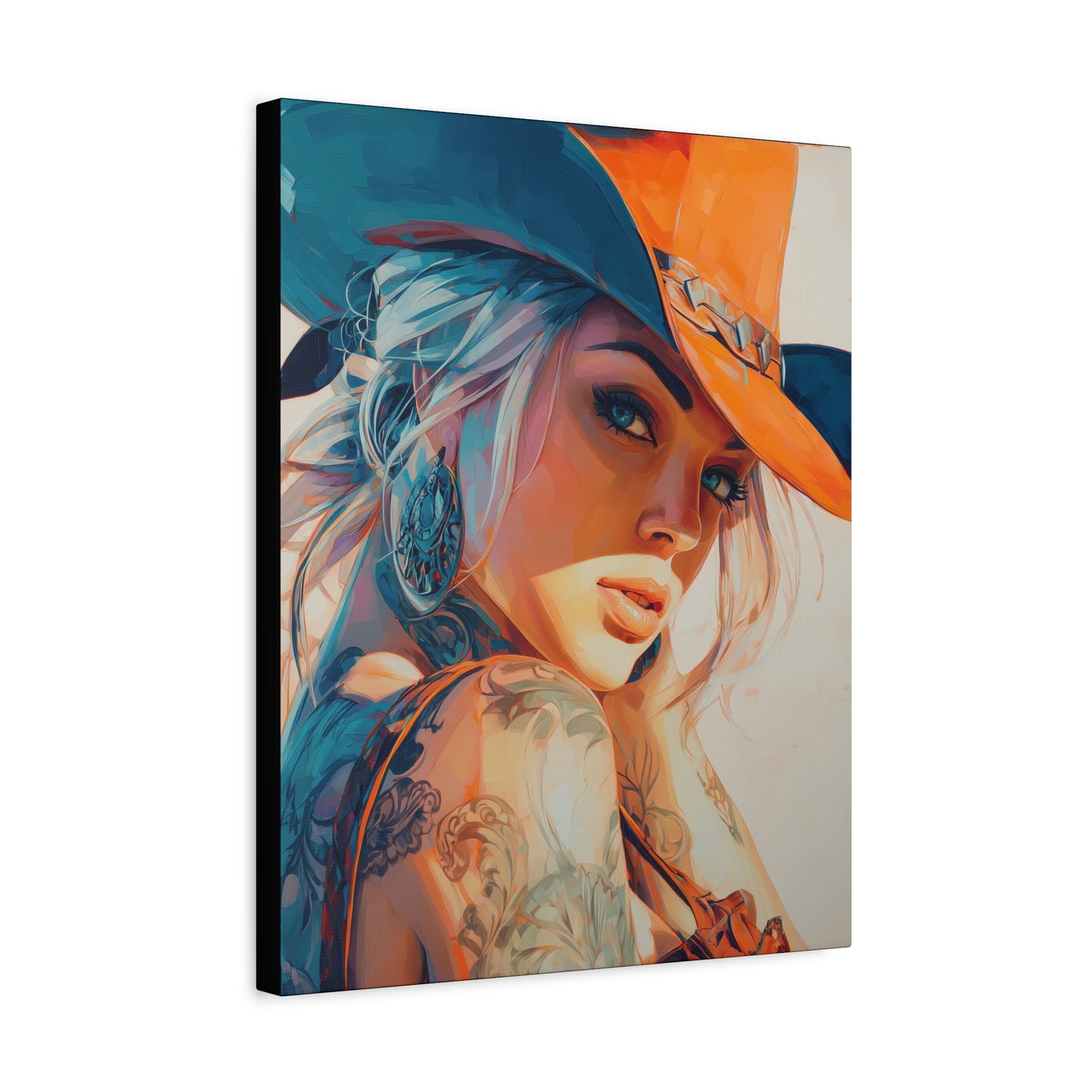 Gallery Wrapped Canvas, Wranglers and Wreckage Art Canvas, Erotic Pinup Art Canvas – Cheyenne