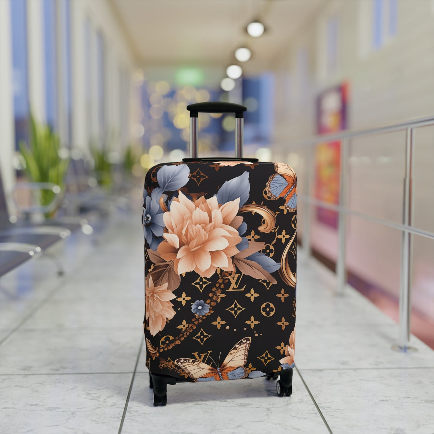 Designer Inspired Luggage Cover - LV Pink Blooms