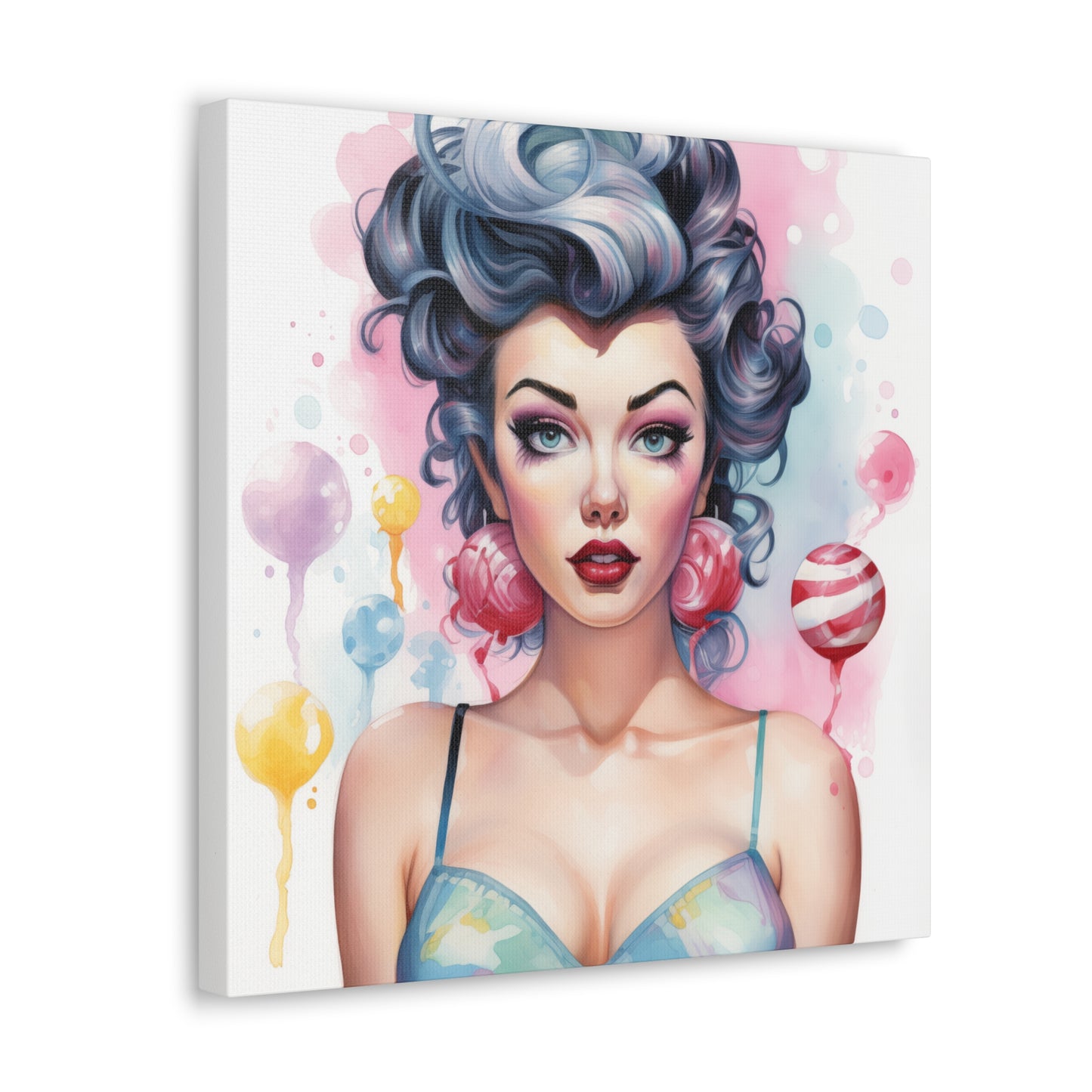 Canvas Gallery Wrapped High-Fashion Wall Art, Stylish Decor, Retro Femme Doll Pop Art – Poppy