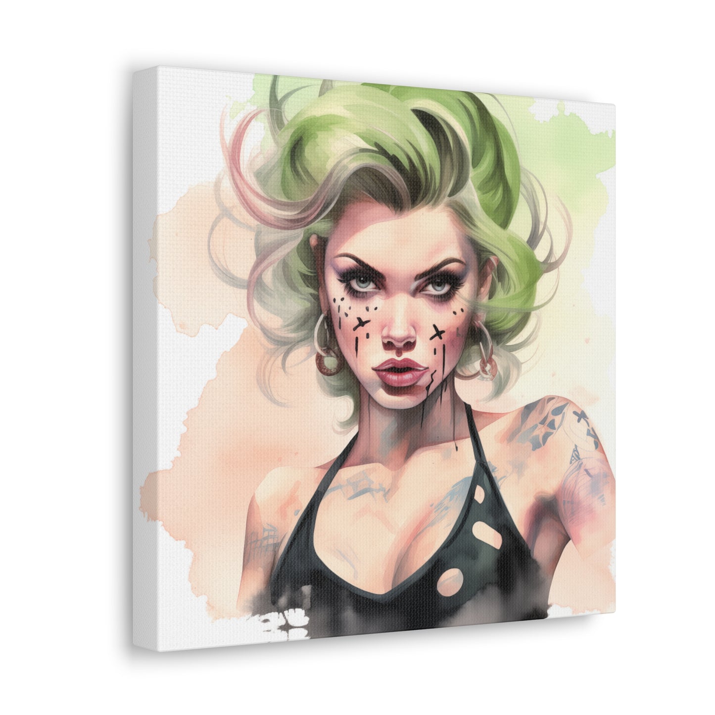 Gallery Wrapped Canvas, Edgy Tattooed Beauty, Urban Pop Art Canvas – Ivy
