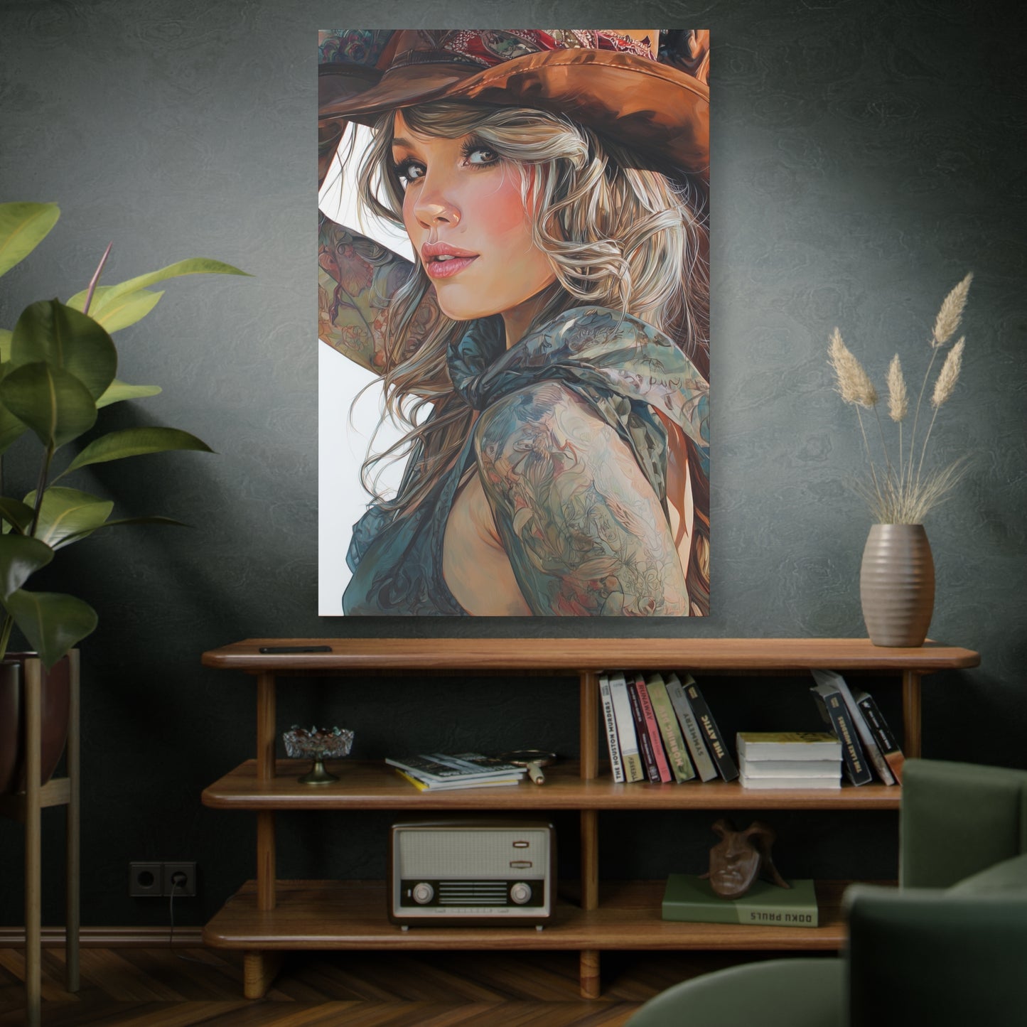 Gallery Wrapped Canvas, Wranglers and Wreckage Art Canvas, Erotic Pinup Art Canvas – Millie