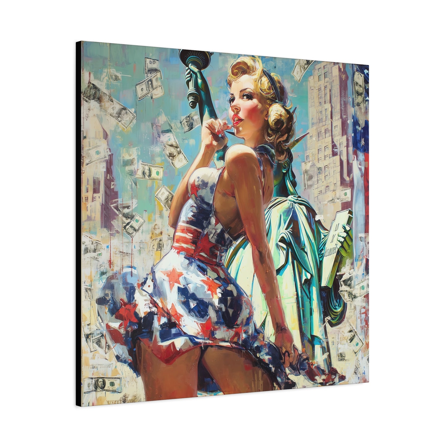 Gallery Wrapped Canvas, American Nonsense Art Canvas, Political Pinup Art Canvas – Bonnie