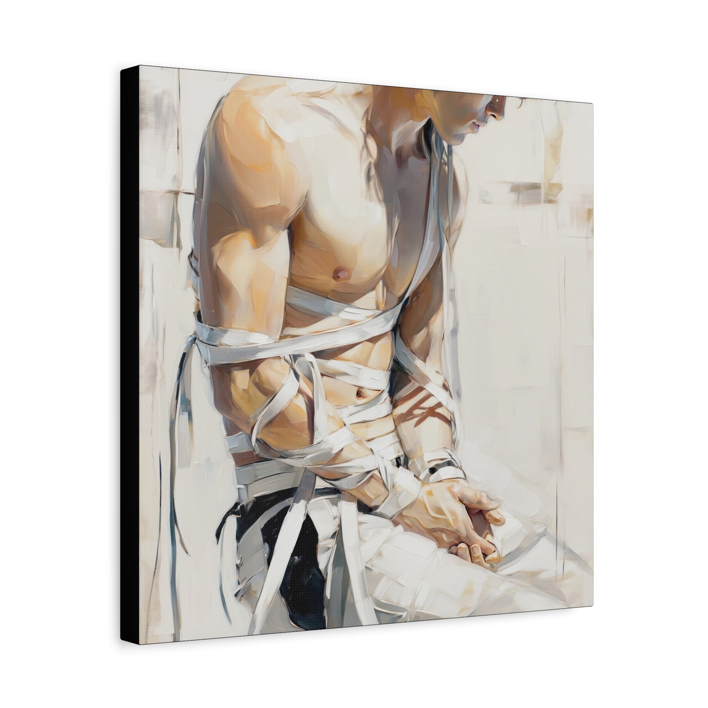 Gallery Wrapped Canvas, Ropes and Reverence Art Canvas, Erotic Shibari Art Canvas – Kenji