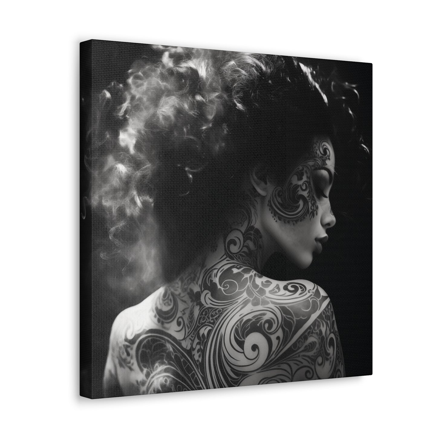 Canvas Gallery Wrap - Black and White Photography - Tattooed and Smoking Again
