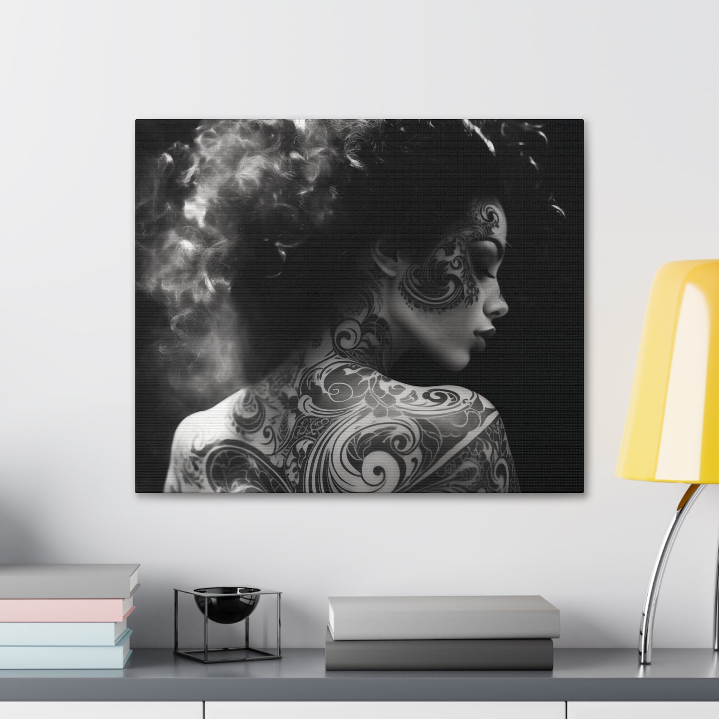 Canvas Gallery Wrap - Black and White Photography - Tattooed and Smoking Again