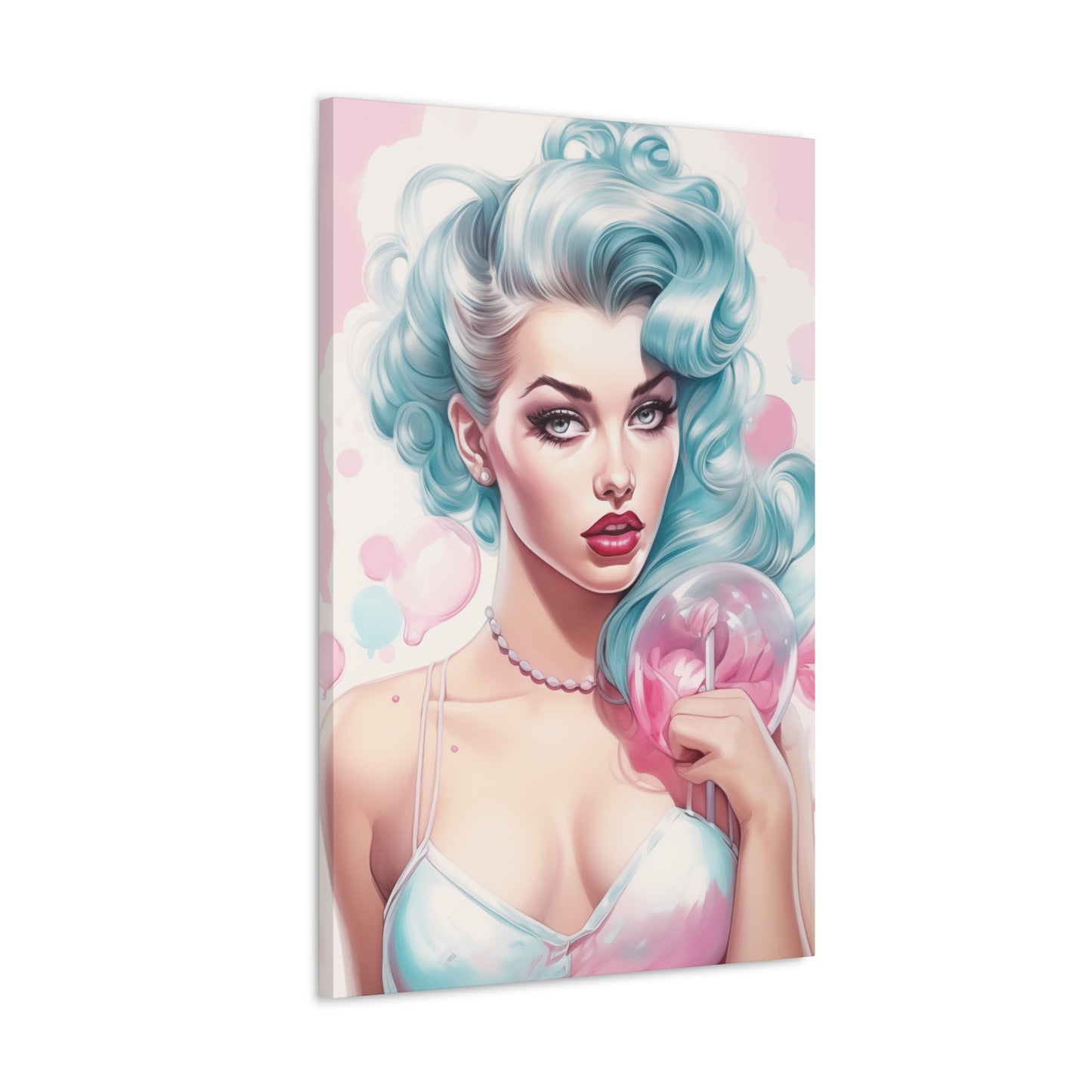 Canvas Gallery Wrapped High-Fashion Wall Art, Stylish Decor, Retro Femme Doll Pop Art – Tessa