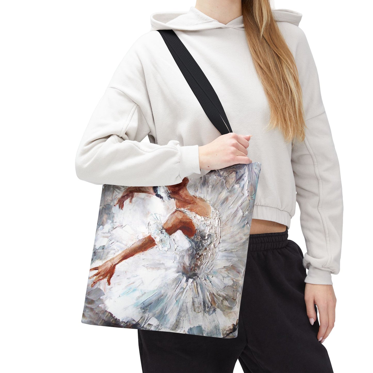 Ballerina Square Tote Bag, Basic Tote - White Swan Ballet Bag
