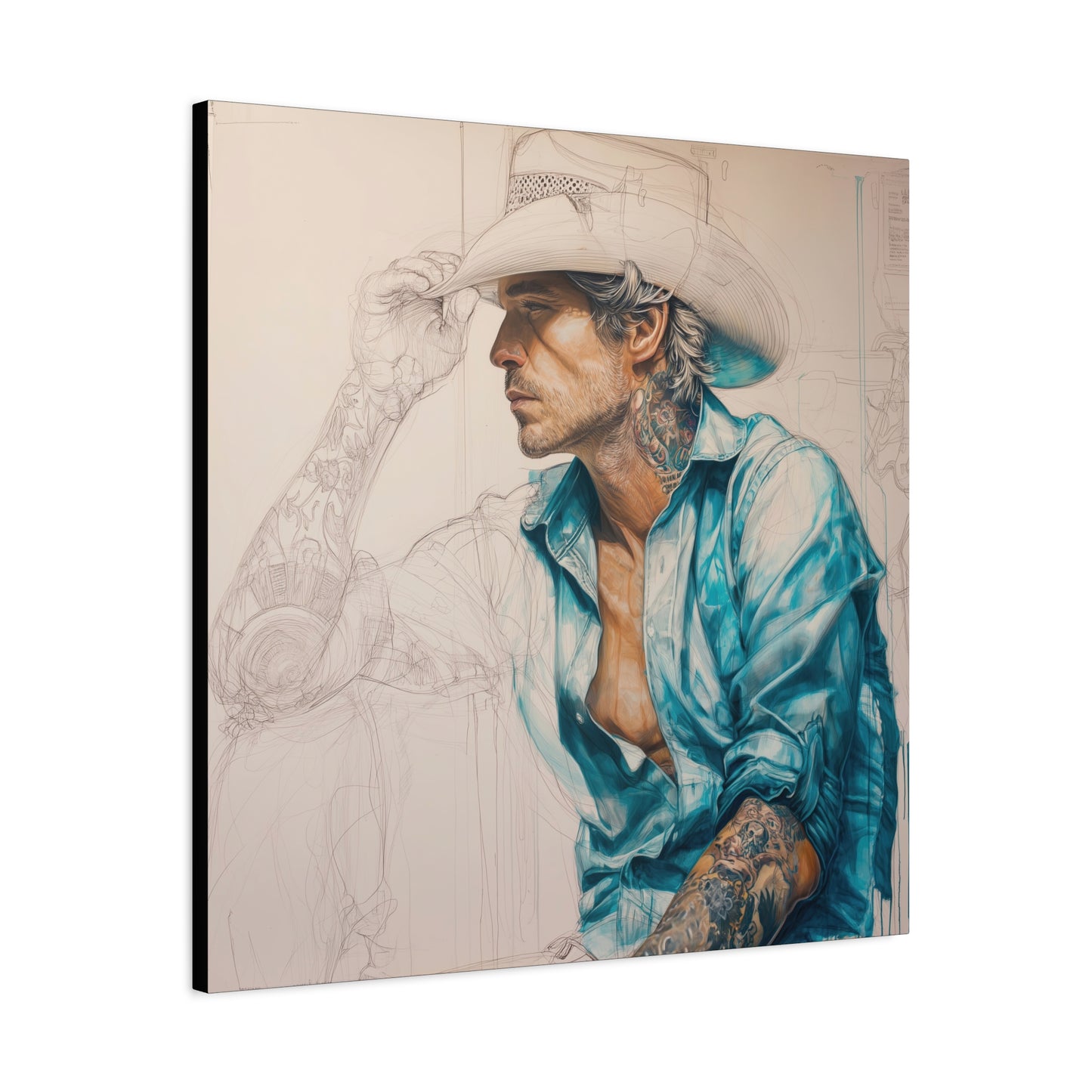 Gallery Wrapped Canvas, Wranglers and Wreckage Art Canvas, Erotic Pinup Art Canvas – Wade