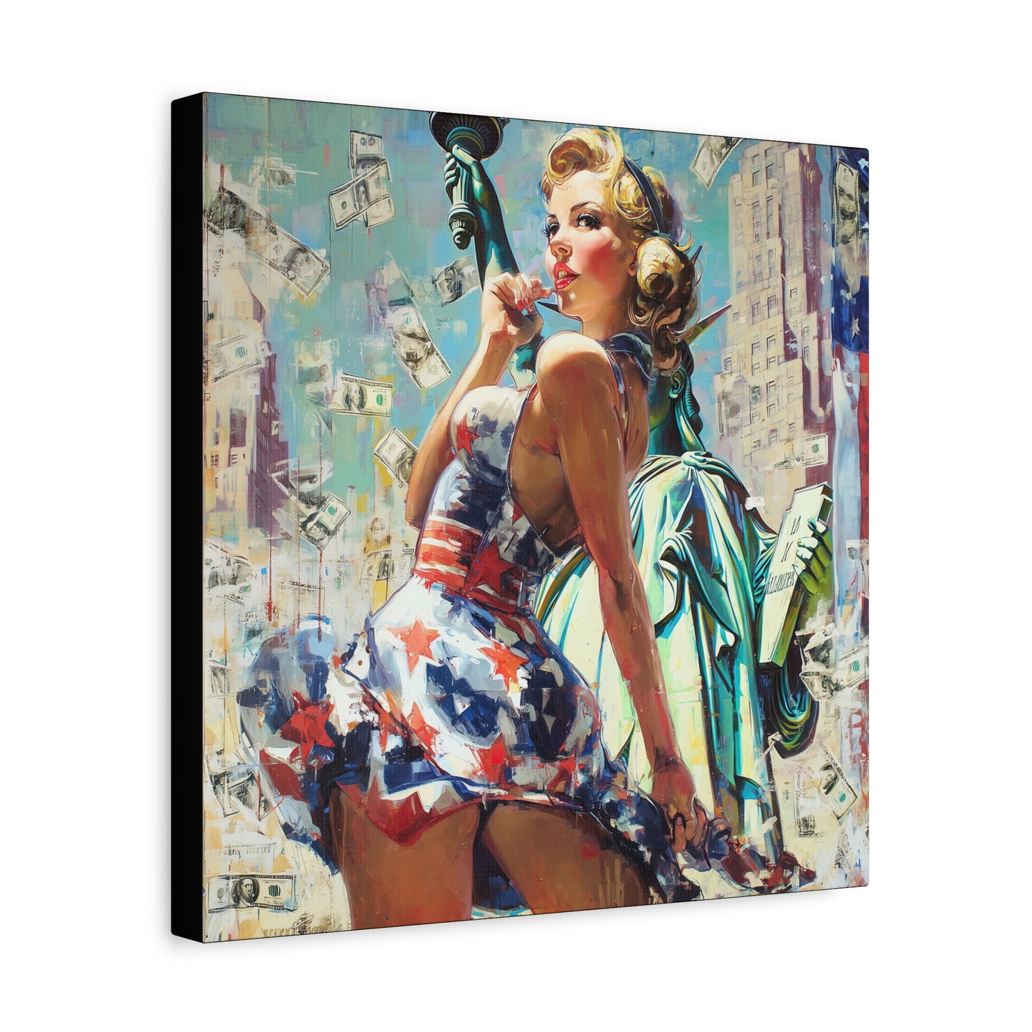Gallery Wrapped Canvas, American Nonsense Art Canvas, Political Pinup Art Canvas – Bonnie