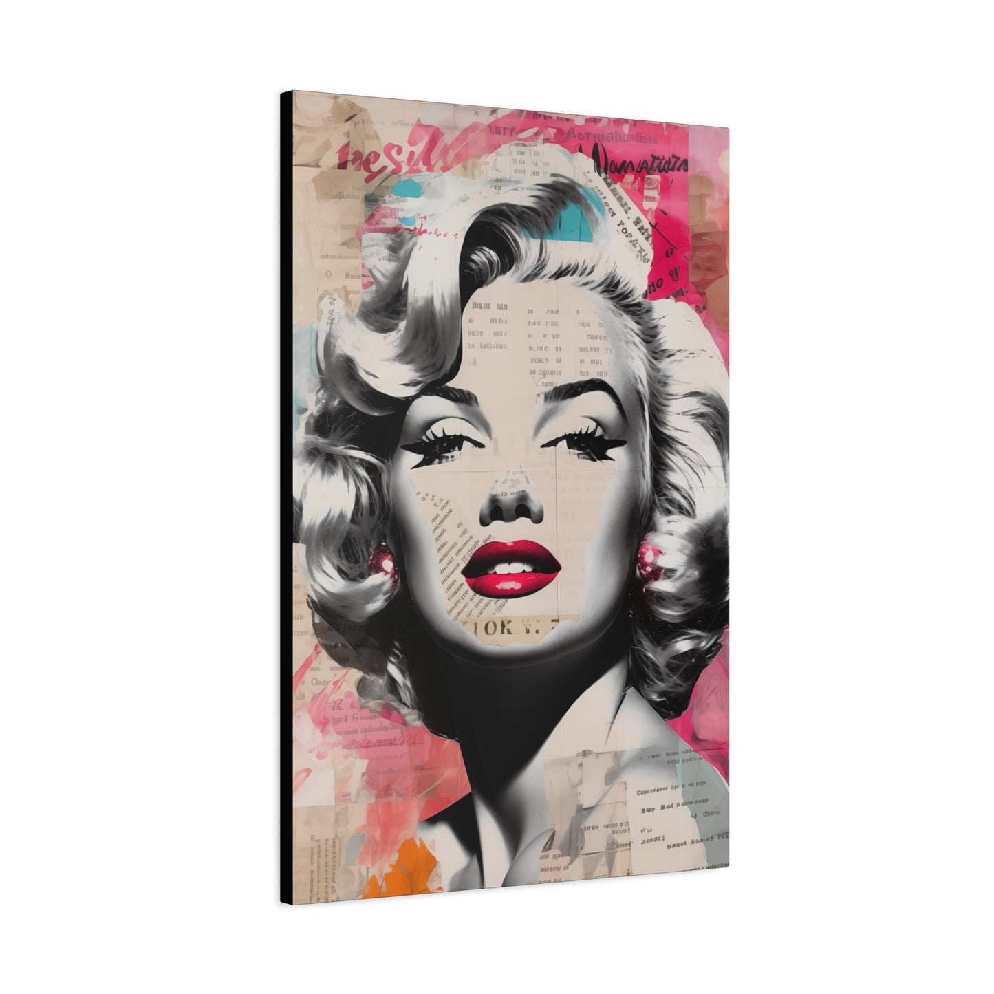 Canvas Wall Art, Gallery Wrapped Pop Art, Celebrity Wall Art – Marilyn Monroe - Newsprint