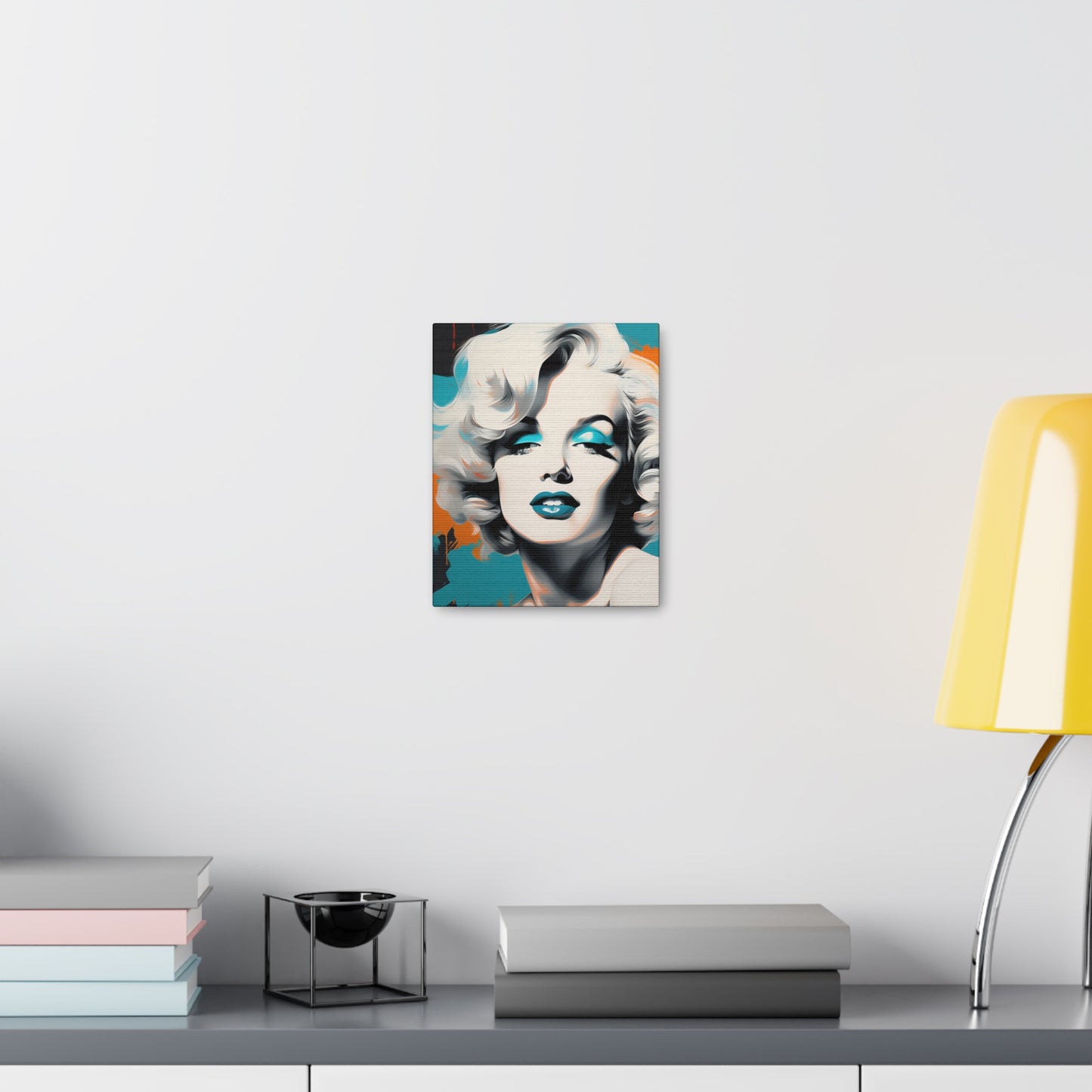 Canvas Wall Art, Gallery Wrapped Pop Art, Celebrity Wall Art – Marilyn Monroe - Orange and Teal
