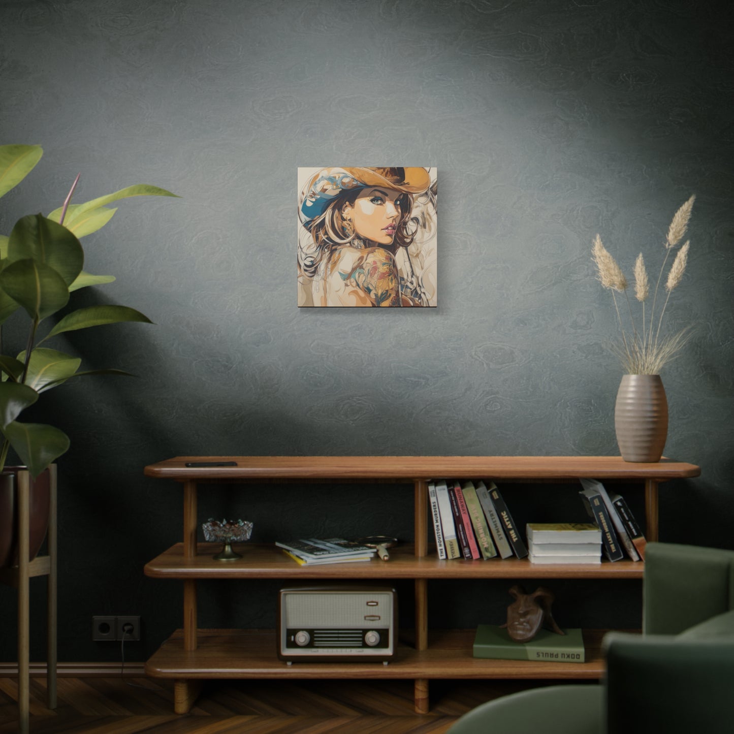 Gallery Wrapped Canvas, Wranglers and Wreckage Art Canvas, Erotic Pinup Art Canvas – Tessa