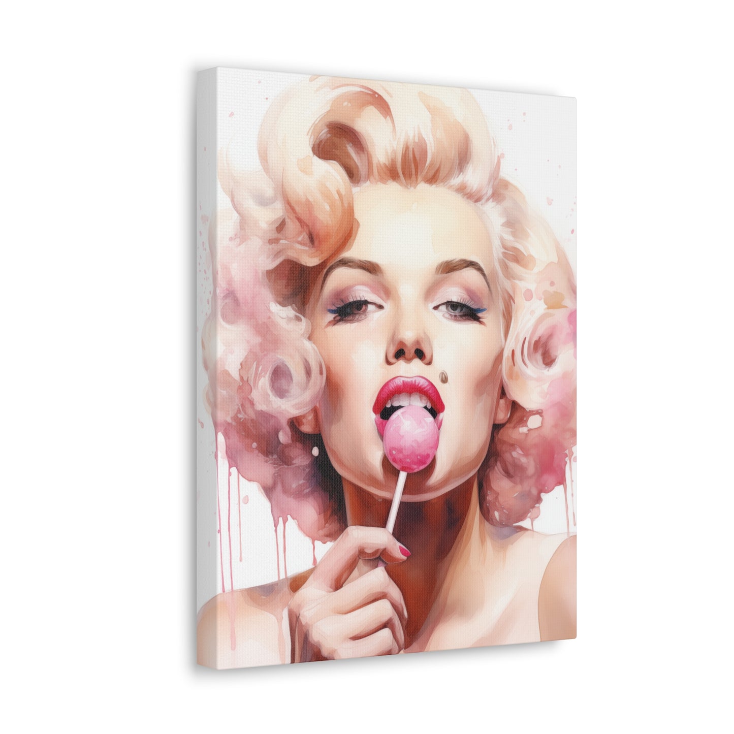 Canvas Wall Art, Gallery Wrapped Pop Art, Celebrity Wall Art – Marilyn Monroe - Lollipop