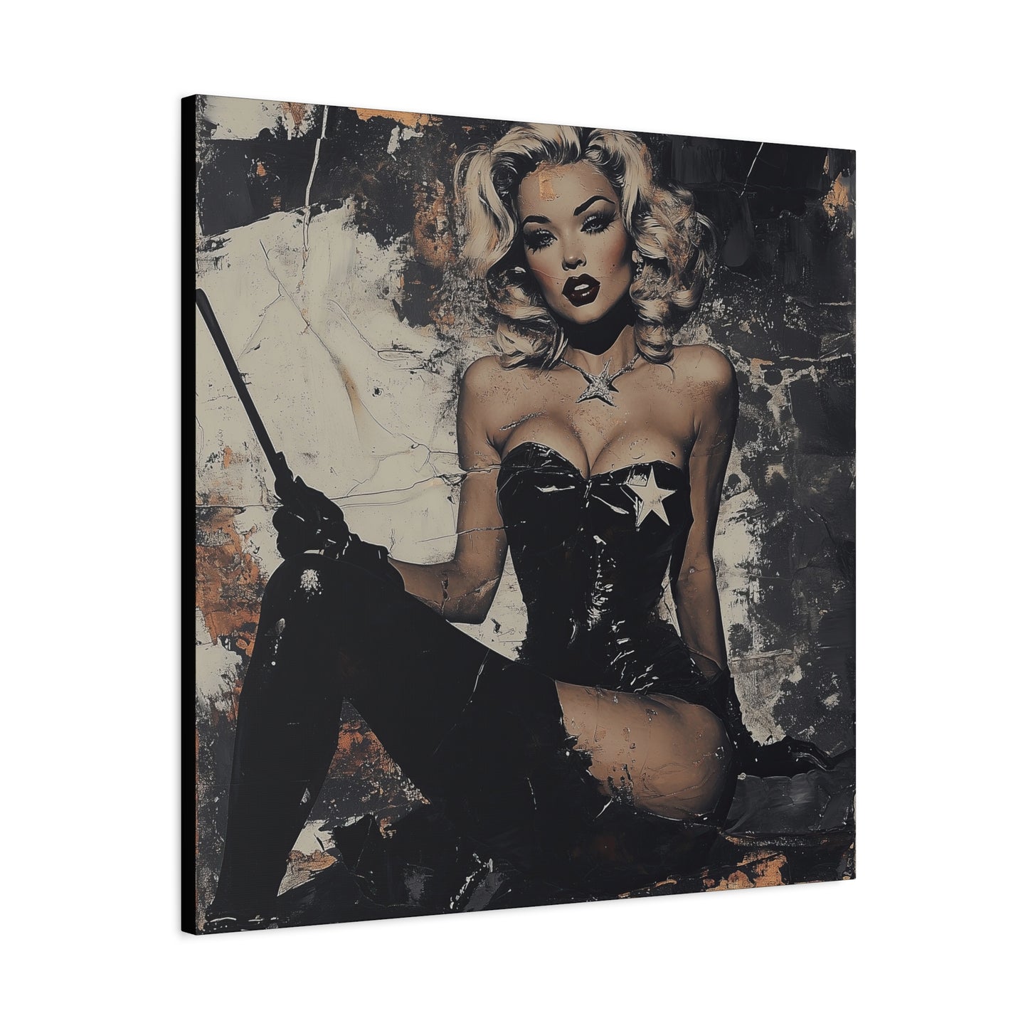 Gallery Wrapped Canvas, Guilt and Grit Adult Art Canvas, Erotic Pinup Art Canvas – Bianca