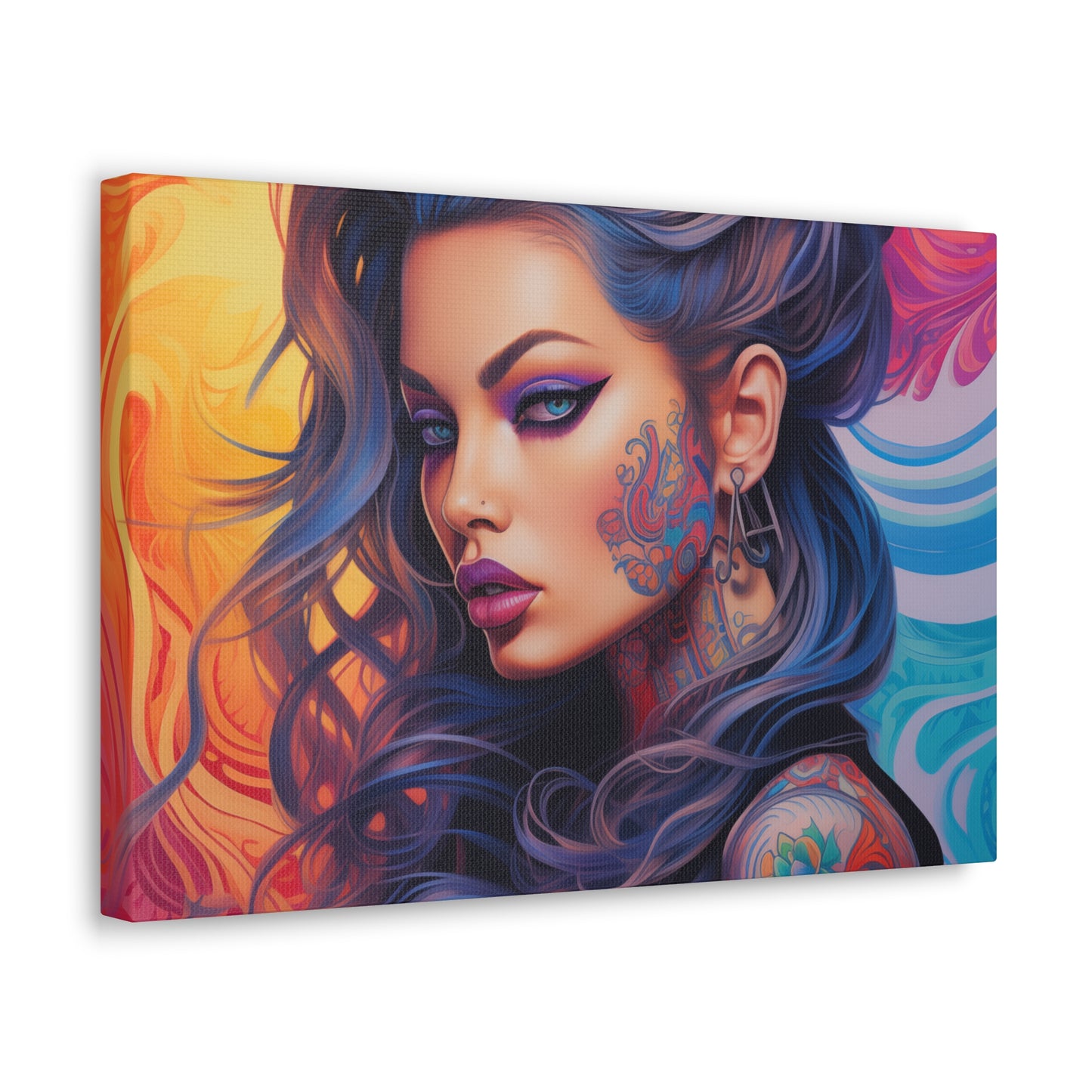 Gallery Wrapped Canvas, Edgy Tattooed Beauty, Urban Pop Art Canvas – Faye