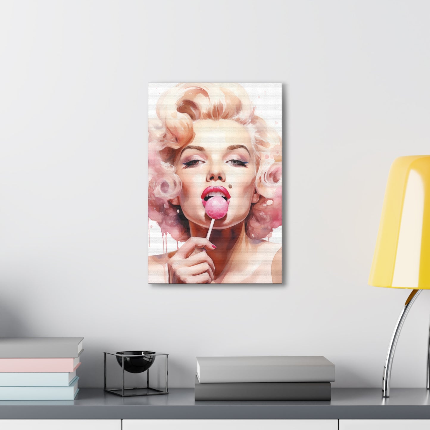 Canvas Wall Art, Gallery Wrapped Pop Art, Celebrity Wall Art – Marilyn Monroe - Lollipop