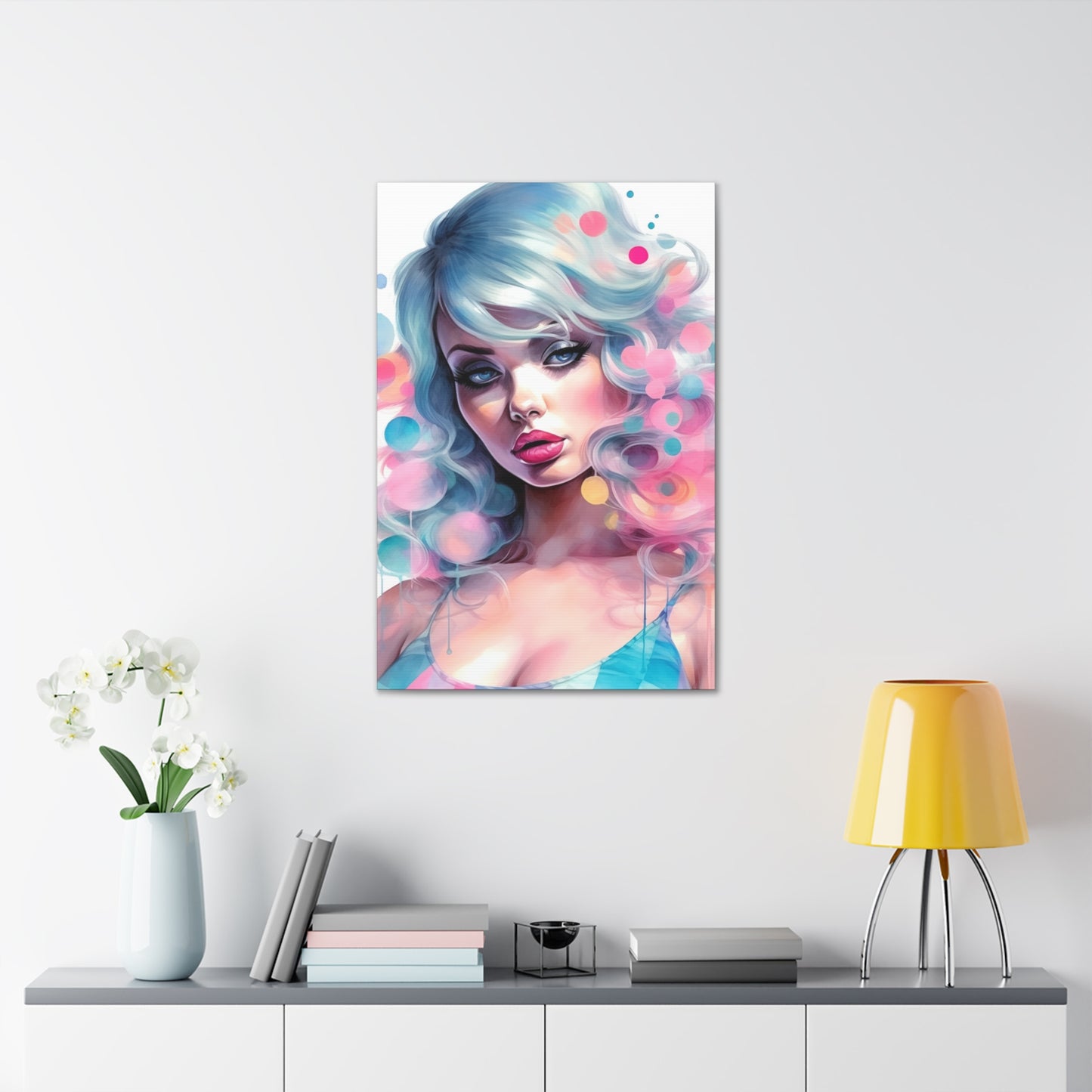 Canvas Gallery Wrapped High-Fashion Wall Art, Stylish Decor, Retro Femme Doll Pop Art – Sylvie