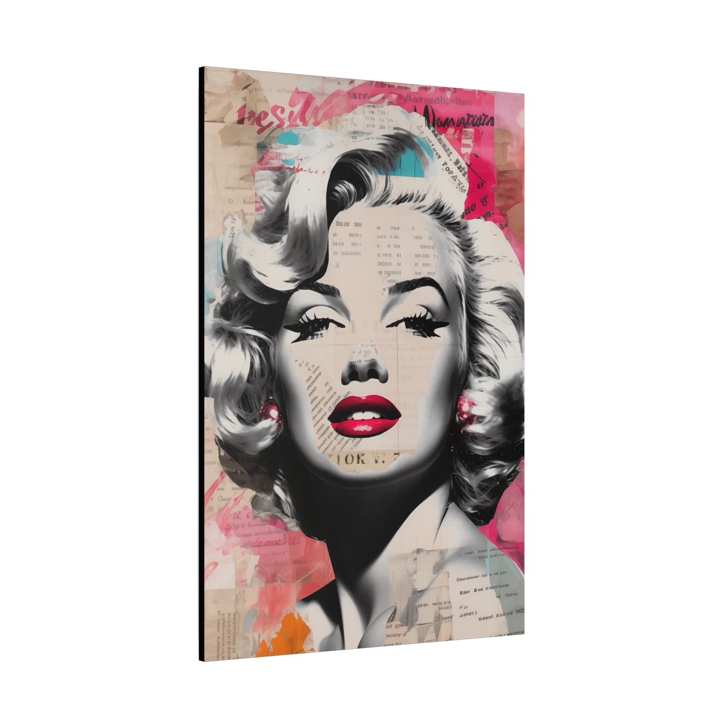 Canvas Wall Art, Gallery Wrapped Pop Art, Celebrity Wall Art – Marilyn Monroe - Newsprint