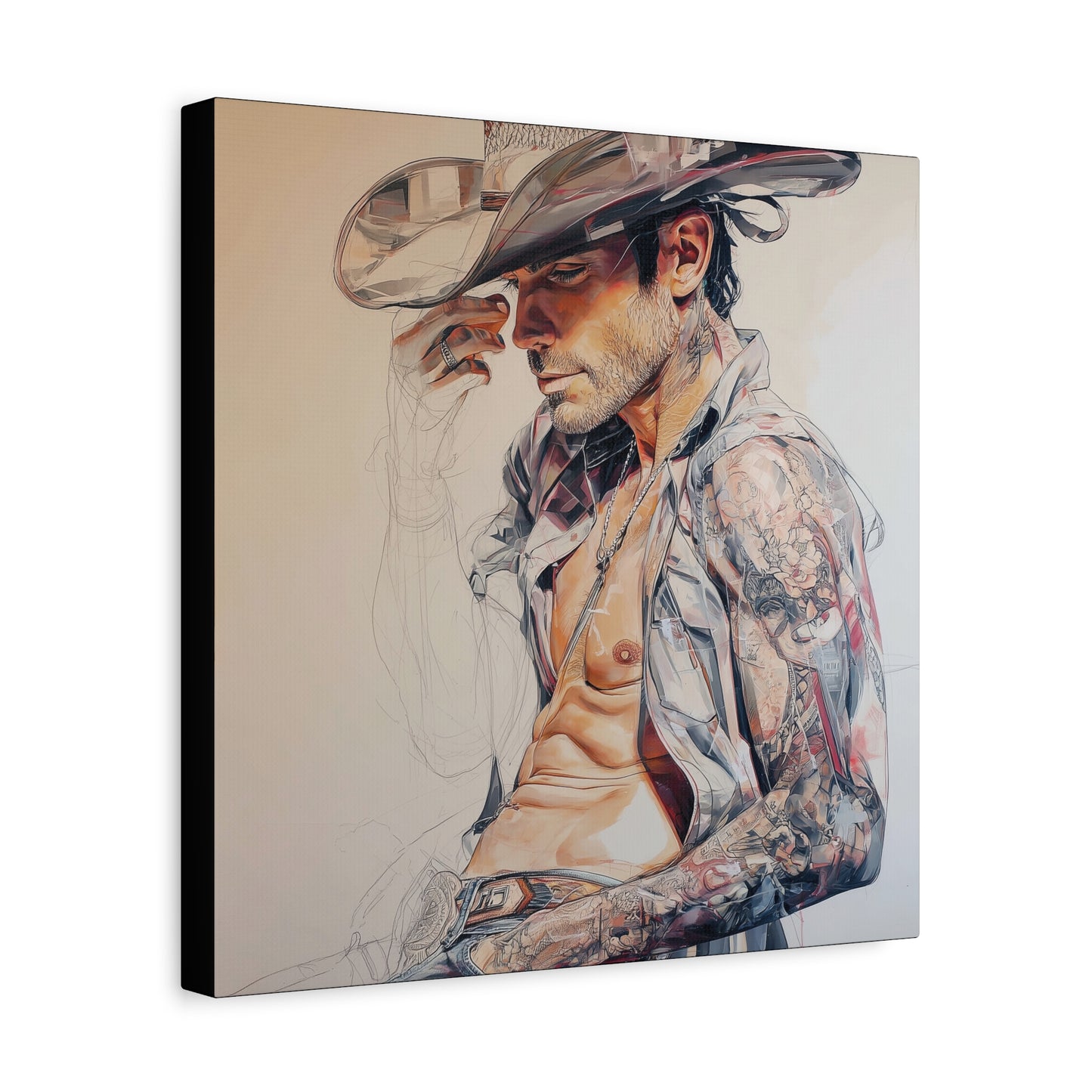 Gallery Wrapped Canvas, Wranglers and Wreckage Art Canvas, Erotic Pinup Art Canvas – Huck