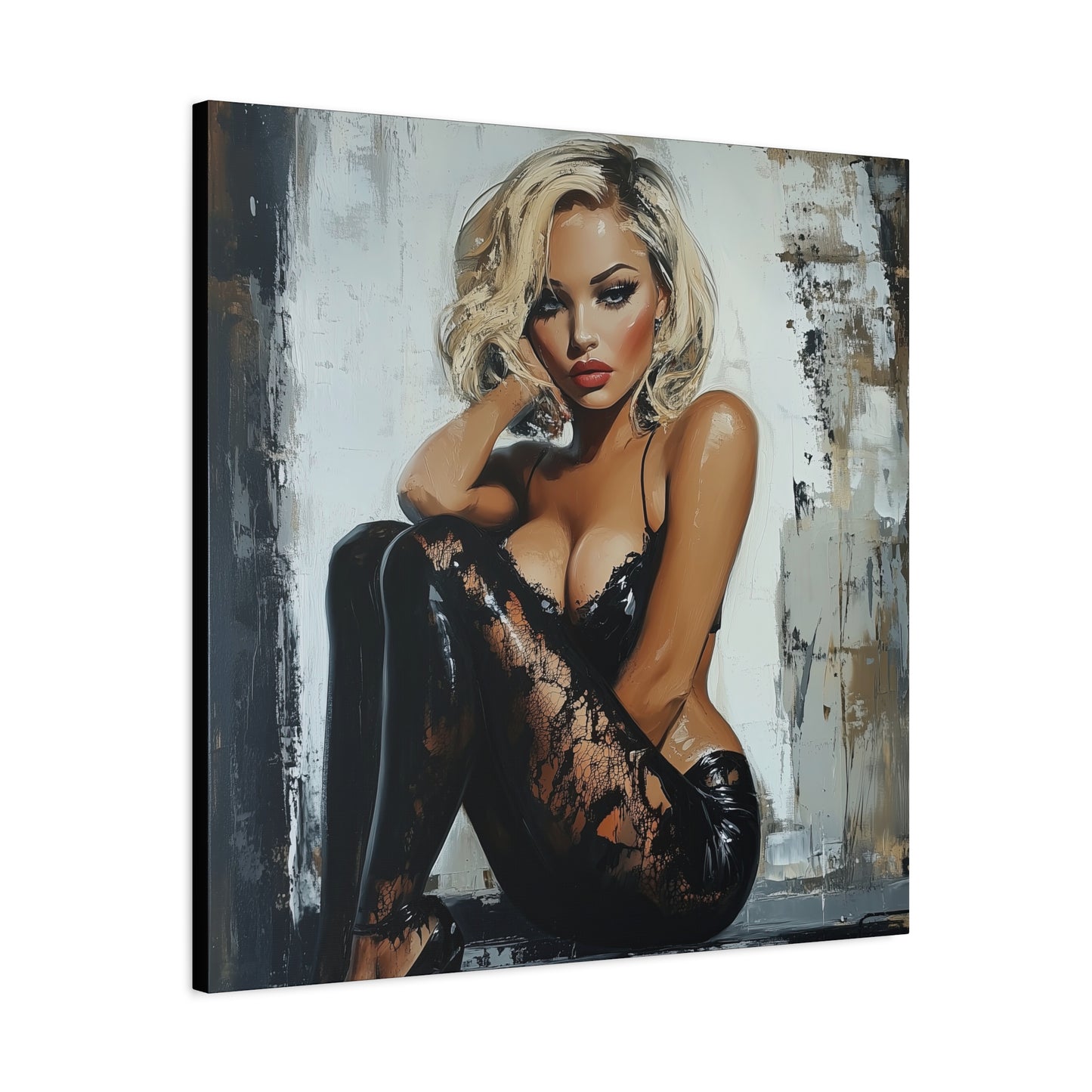 Gallery Wrapped Canvas, Guilt and Grit Adult Art Canvas, Erotic Pinup Art Canvas – Dasha