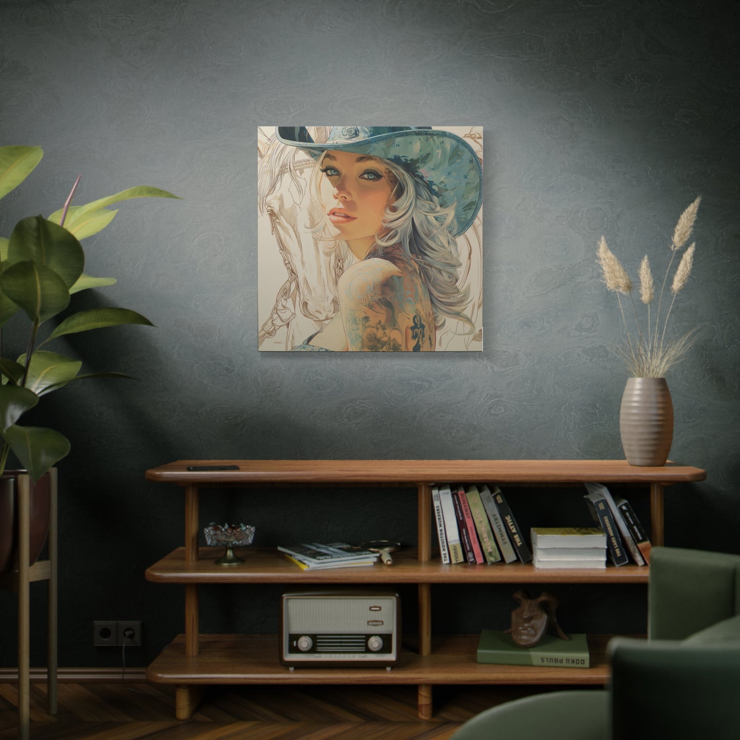 Gallery Wrapped Canvas, Wranglers and Wreckage Art Canvas, Erotic Pinup Art Canvas – Willa