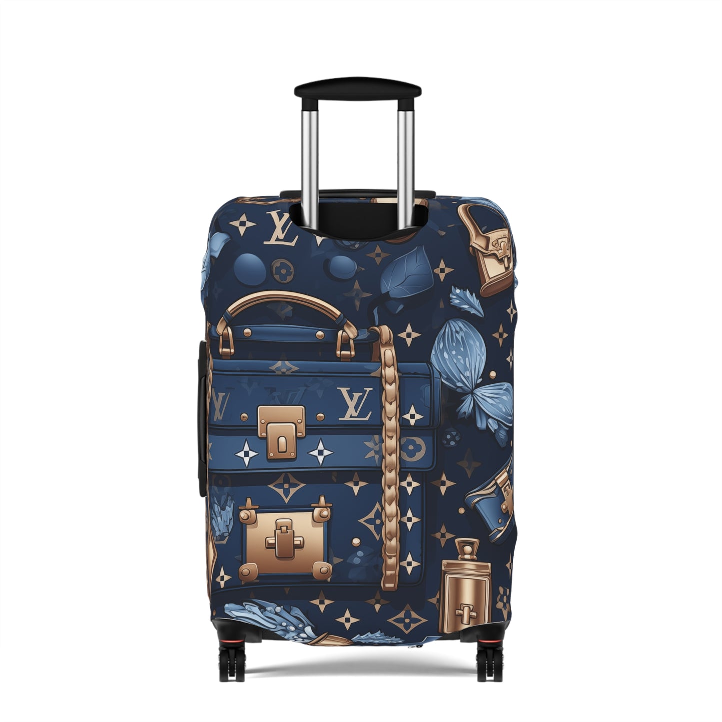 Designer Inspired Luggage Cover - LV Blue and Gold