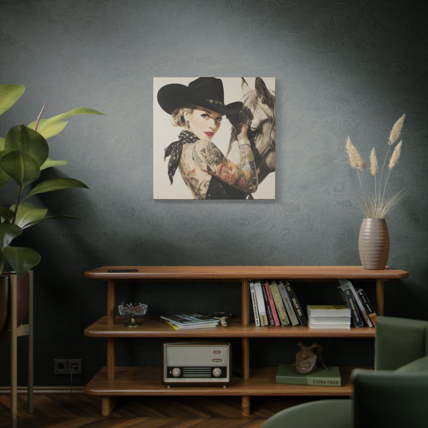 Gallery Wrapped Canvas, Wranglers and Wreckage Art Canvas, Erotic Pinup Art Canvas – Dottie
