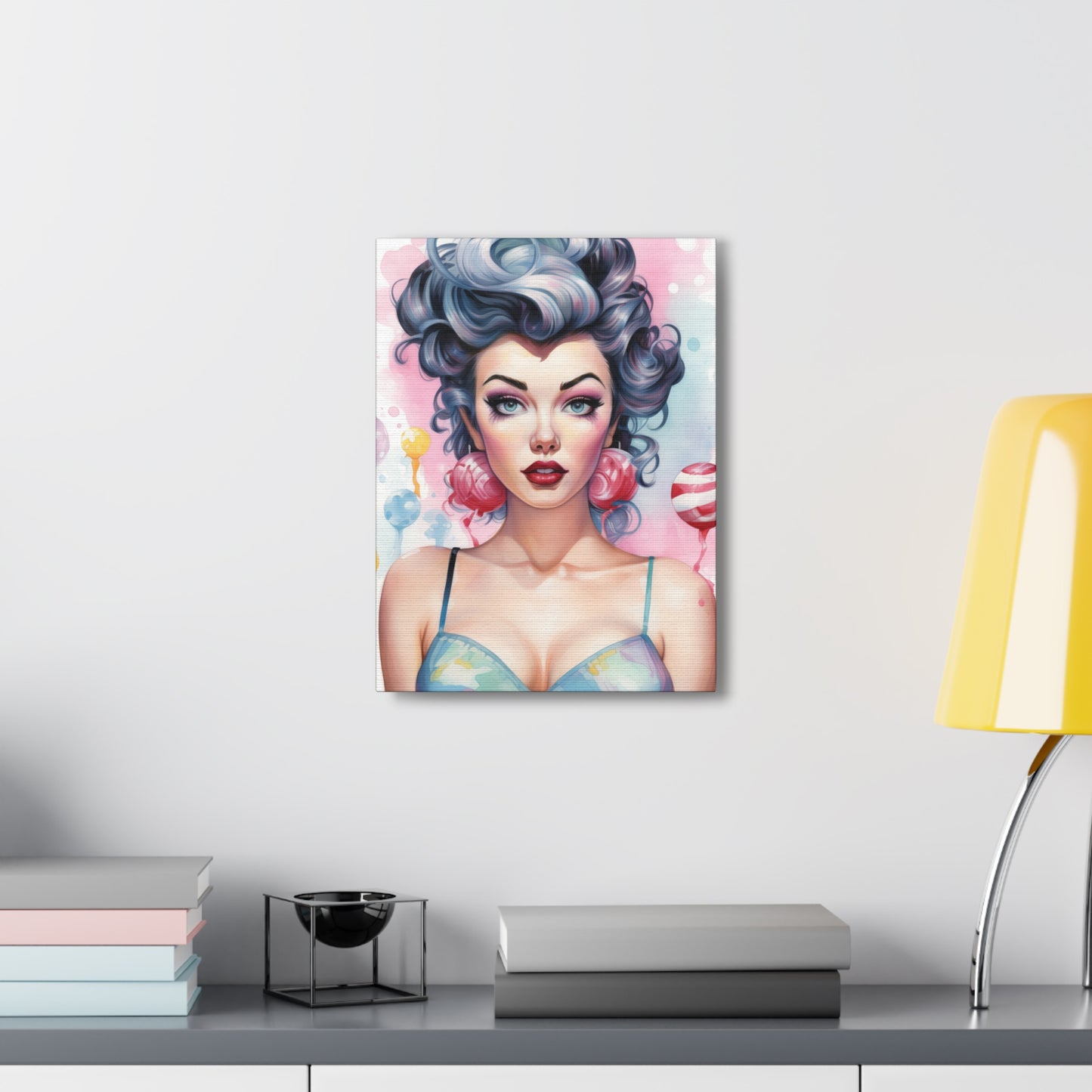 Canvas Gallery Wrapped High-Fashion Wall Art, Stylish Decor, Retro Femme Doll Pop Art – Poppy