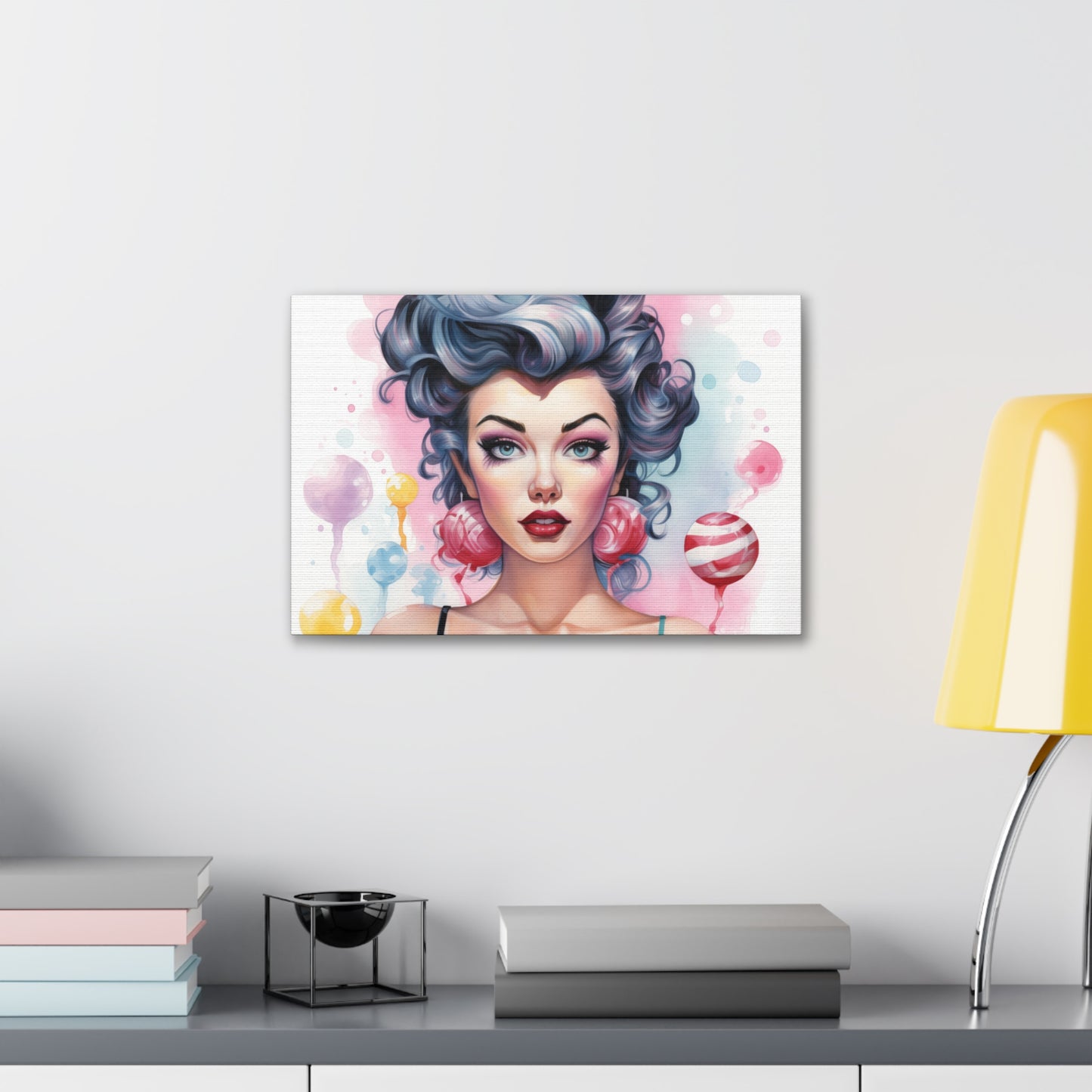 Canvas Gallery Wrapped High-Fashion Wall Art, Stylish Decor, Retro Femme Doll Pop Art – Poppy