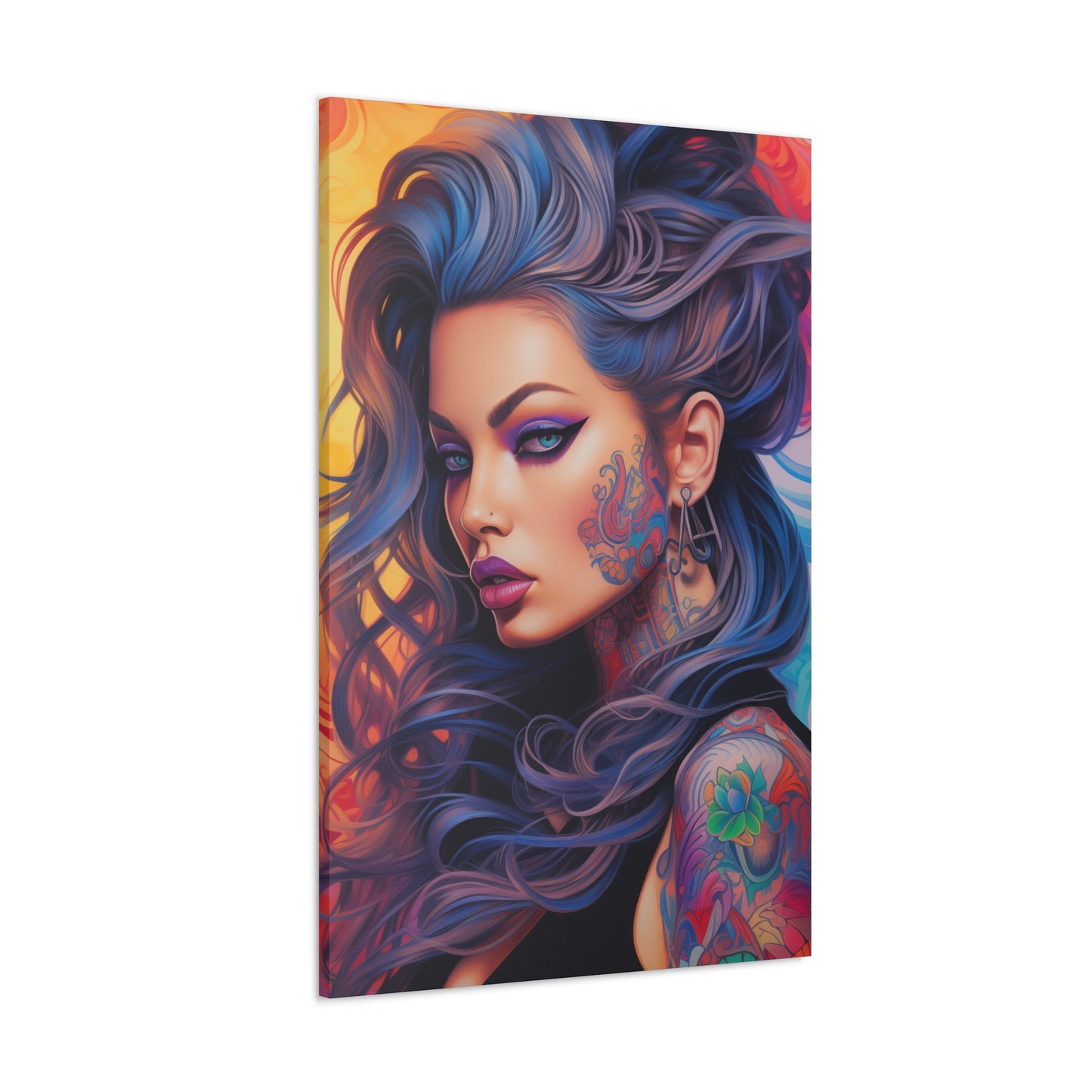 Gallery Wrapped Canvas, Edgy Tattooed Beauty, Urban Pop Art Canvas – Faye