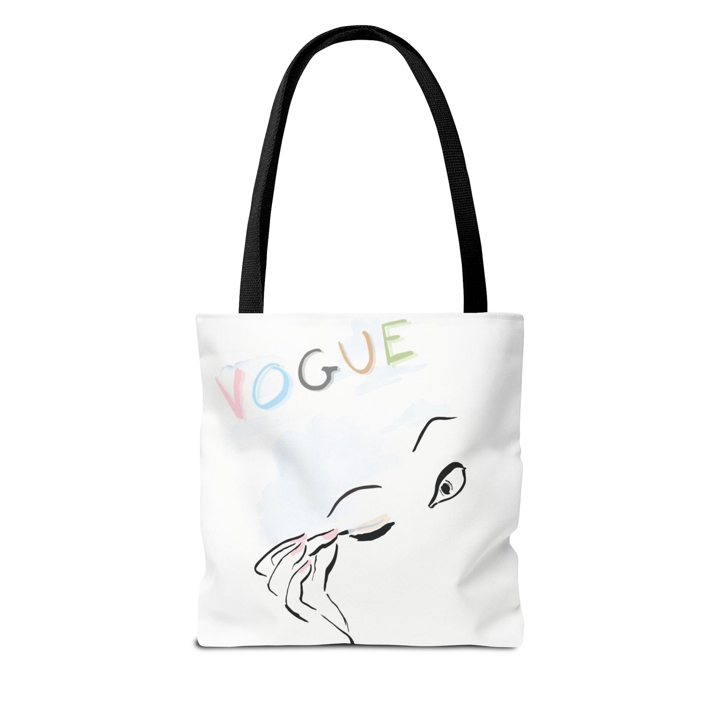 VOGUE Watercolor Makeup Square Utility Tote - Fashion Canvas Tote Bag - Designer Inspired Tote