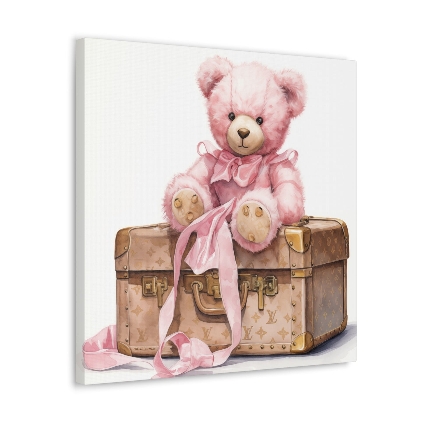 Canvas Gallery Wrap - LV Bear Wall Art - Gold Buttons