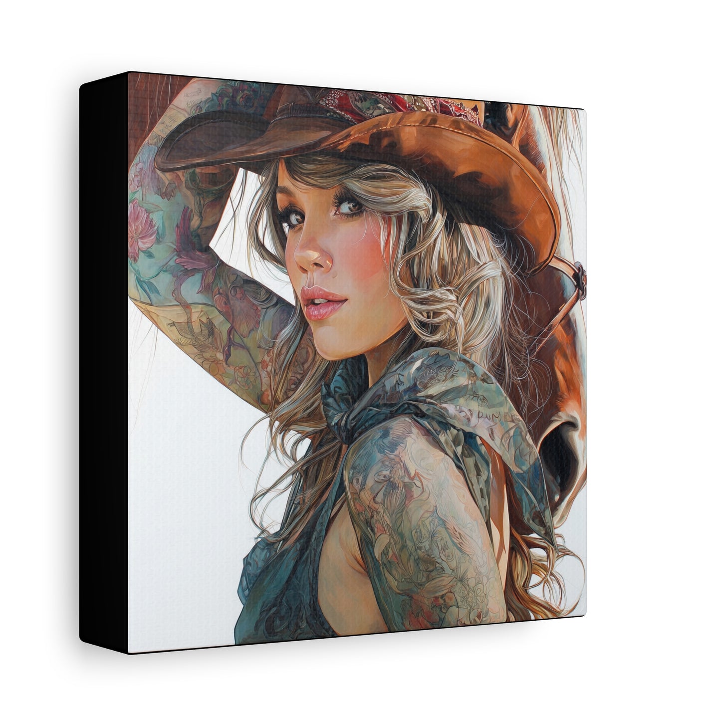 Gallery Wrapped Canvas, Wranglers and Wreckage Art Canvas, Erotic Pinup Art Canvas – Millie